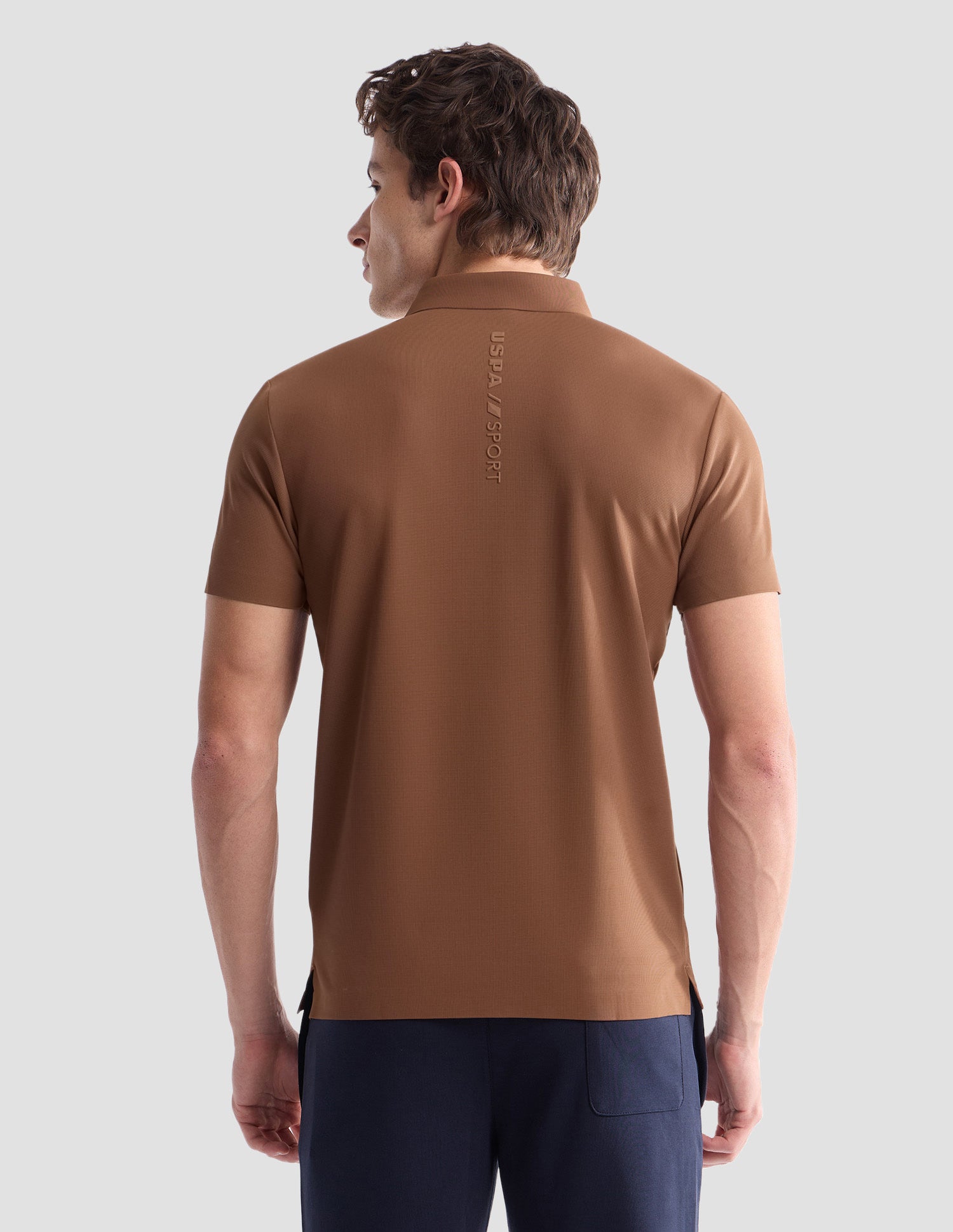 Textured Slim Fit Active Polo Shirt Khaki - U.S. Polo Assn. India | Large