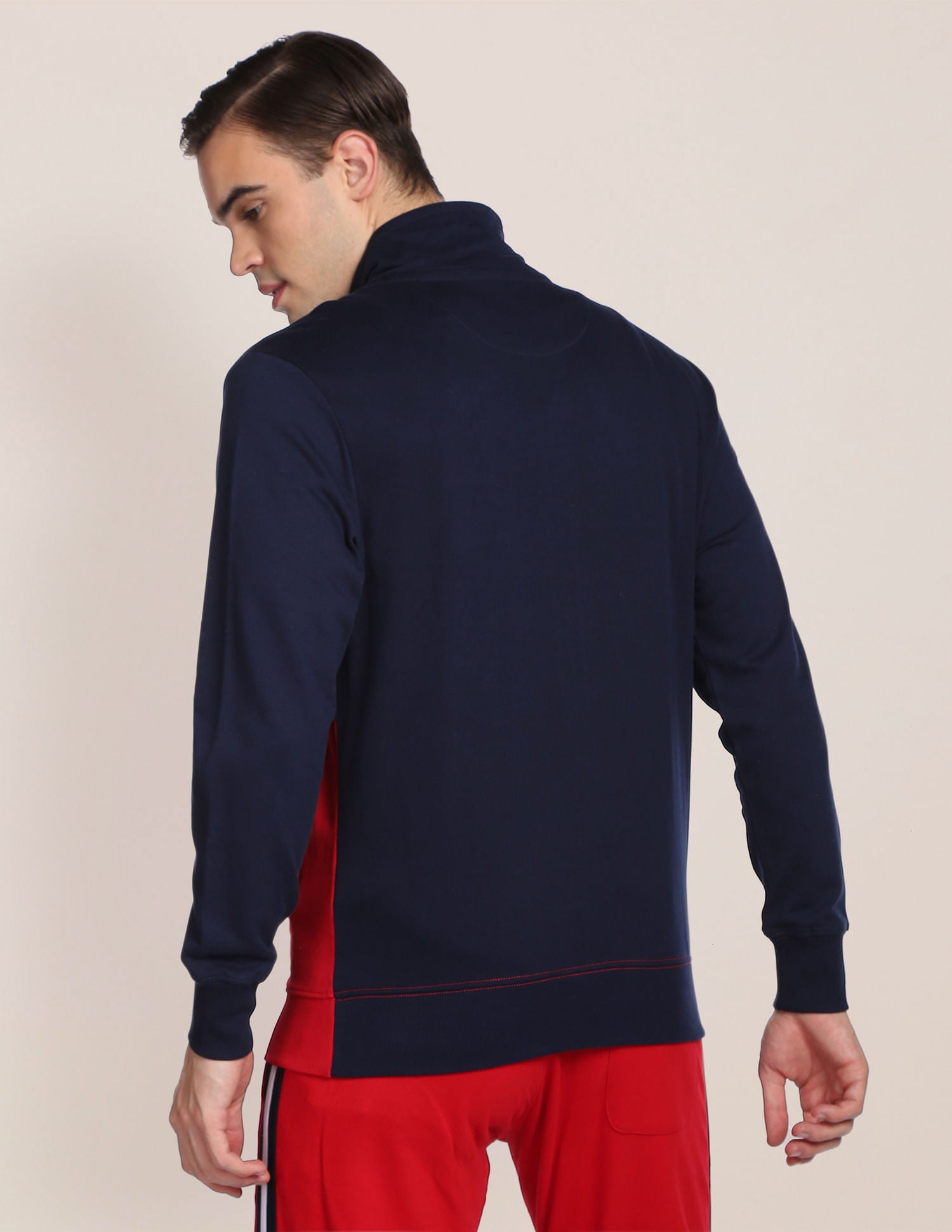 Colour Block Cotton Sweatshirt Navy - U.S. POLO ASSN. | Large