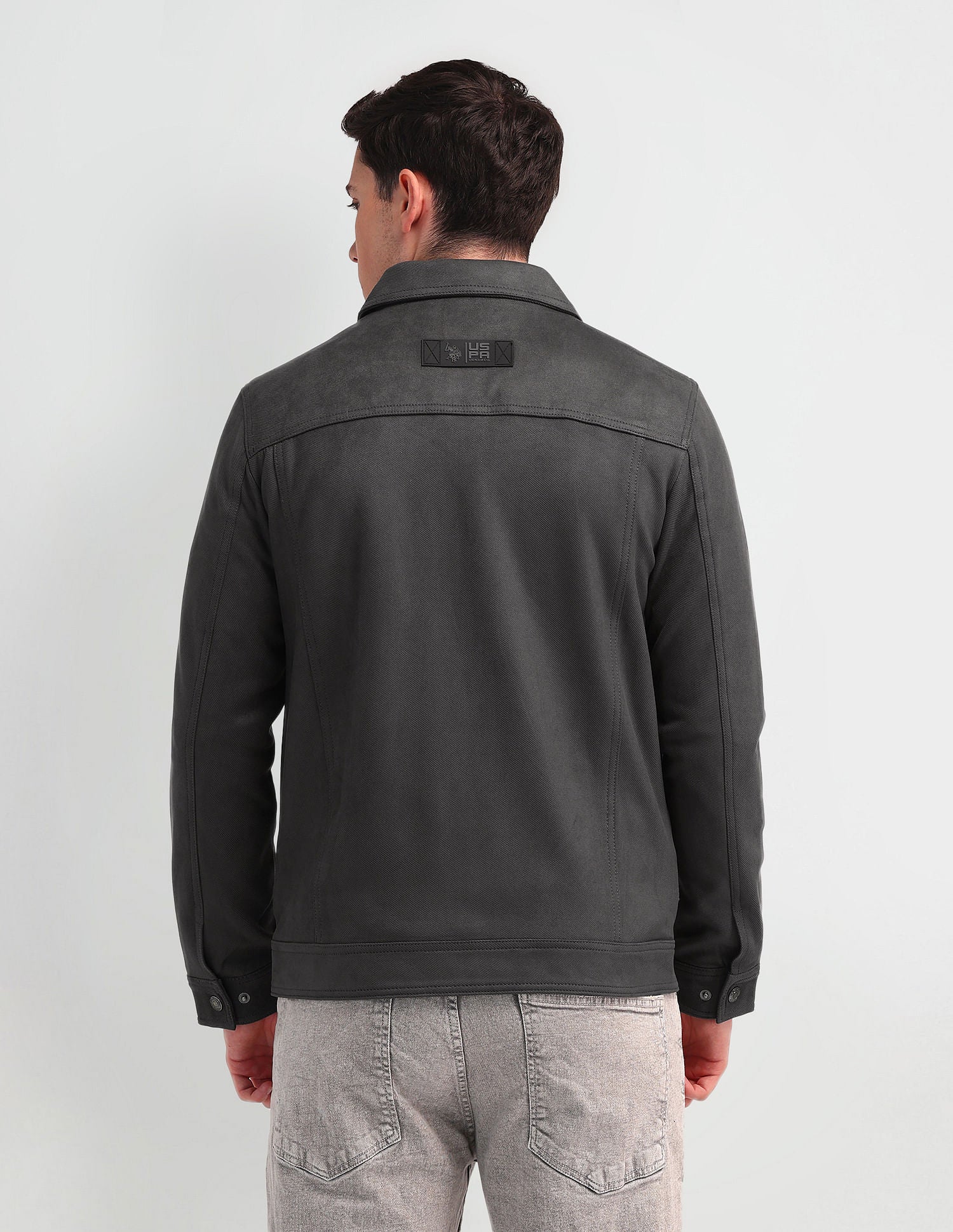 Solid Smooth Fabric Jacket Grey - U.S. Polo Assn. India | Large
