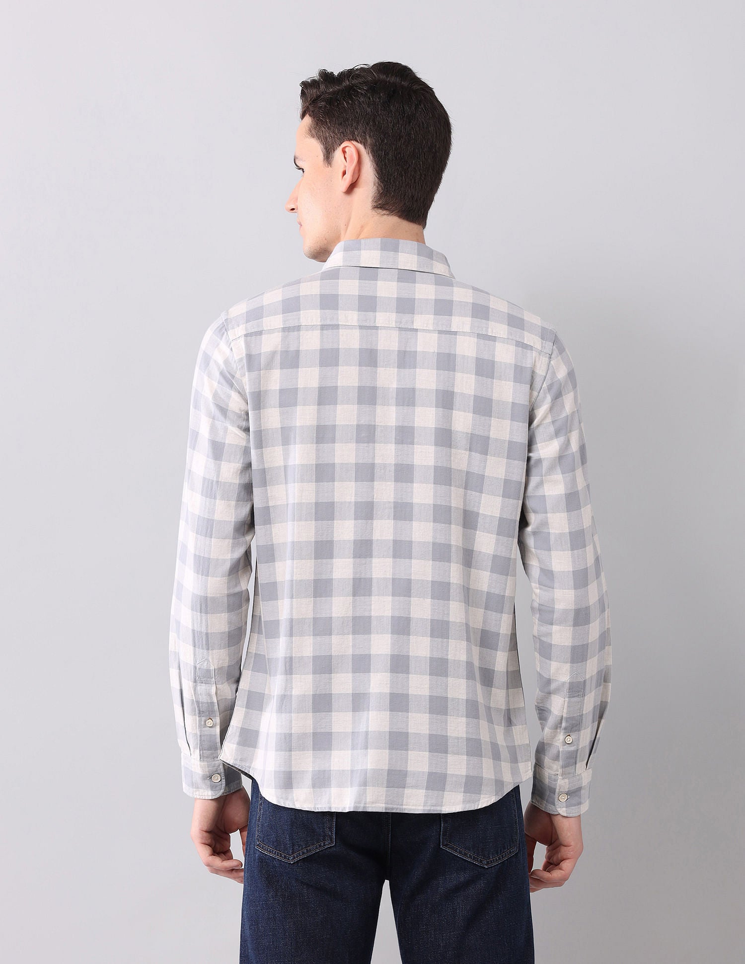 Regular Fit Checked Shirt Grey - U.S. Polo Assn. India | Large