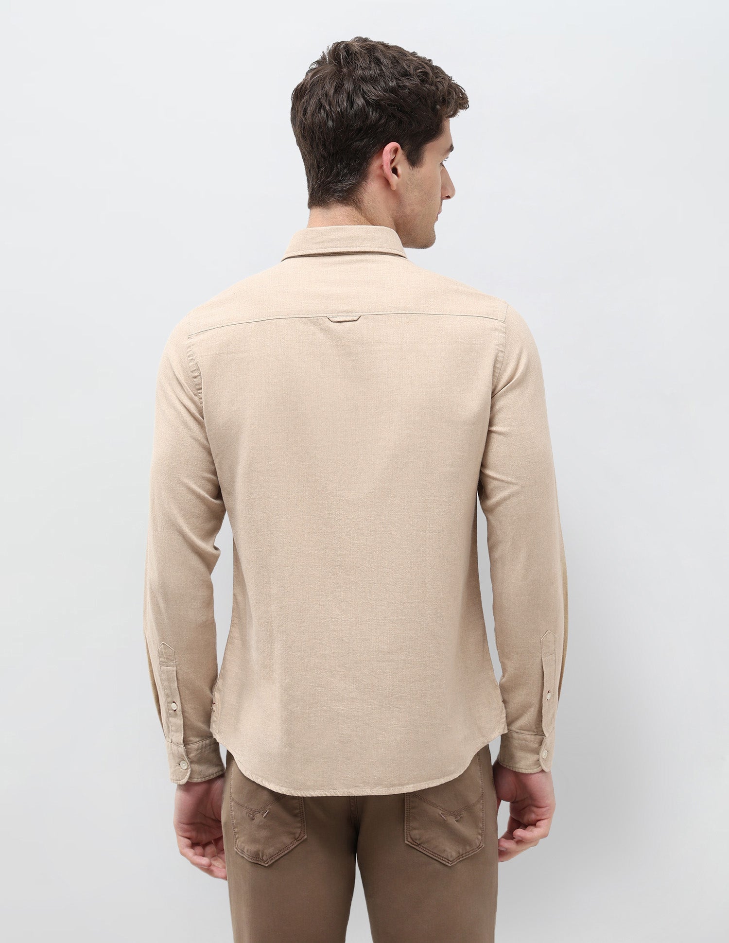 Twill Solid Regular Fit Shirt Beige - U.S. POLO ASSN. | Large