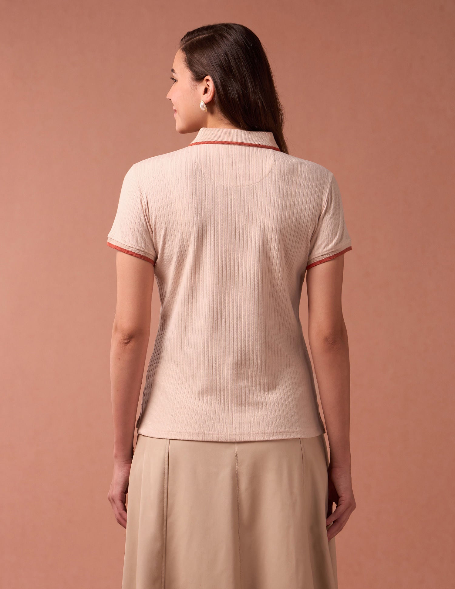 Textured Knit Tipped Polo Shirt Ecru - U.S. Polo Assn. India | Large