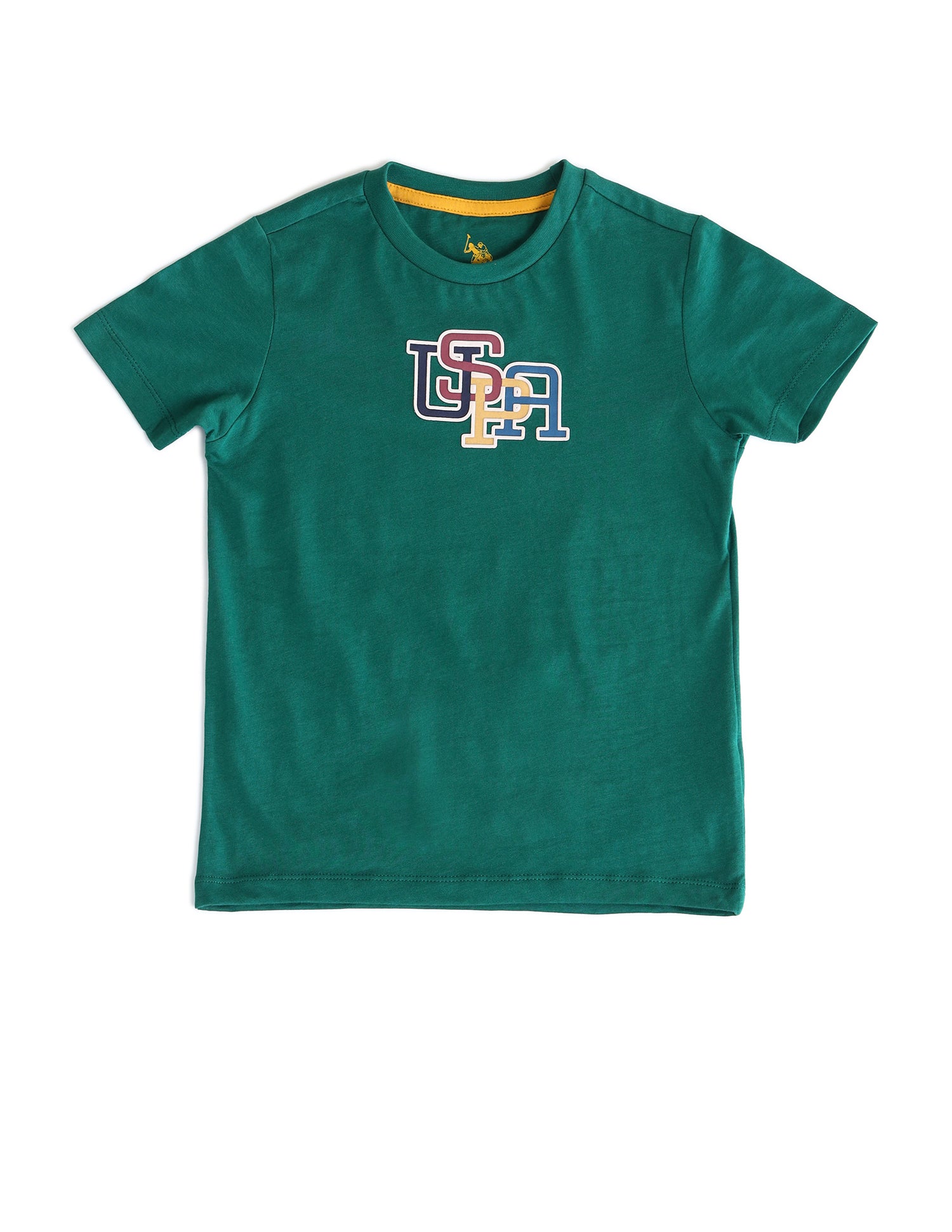 Boys Brand Printed Regular Fit T-Shirt Green - U.S. POLO ASSN. | Large