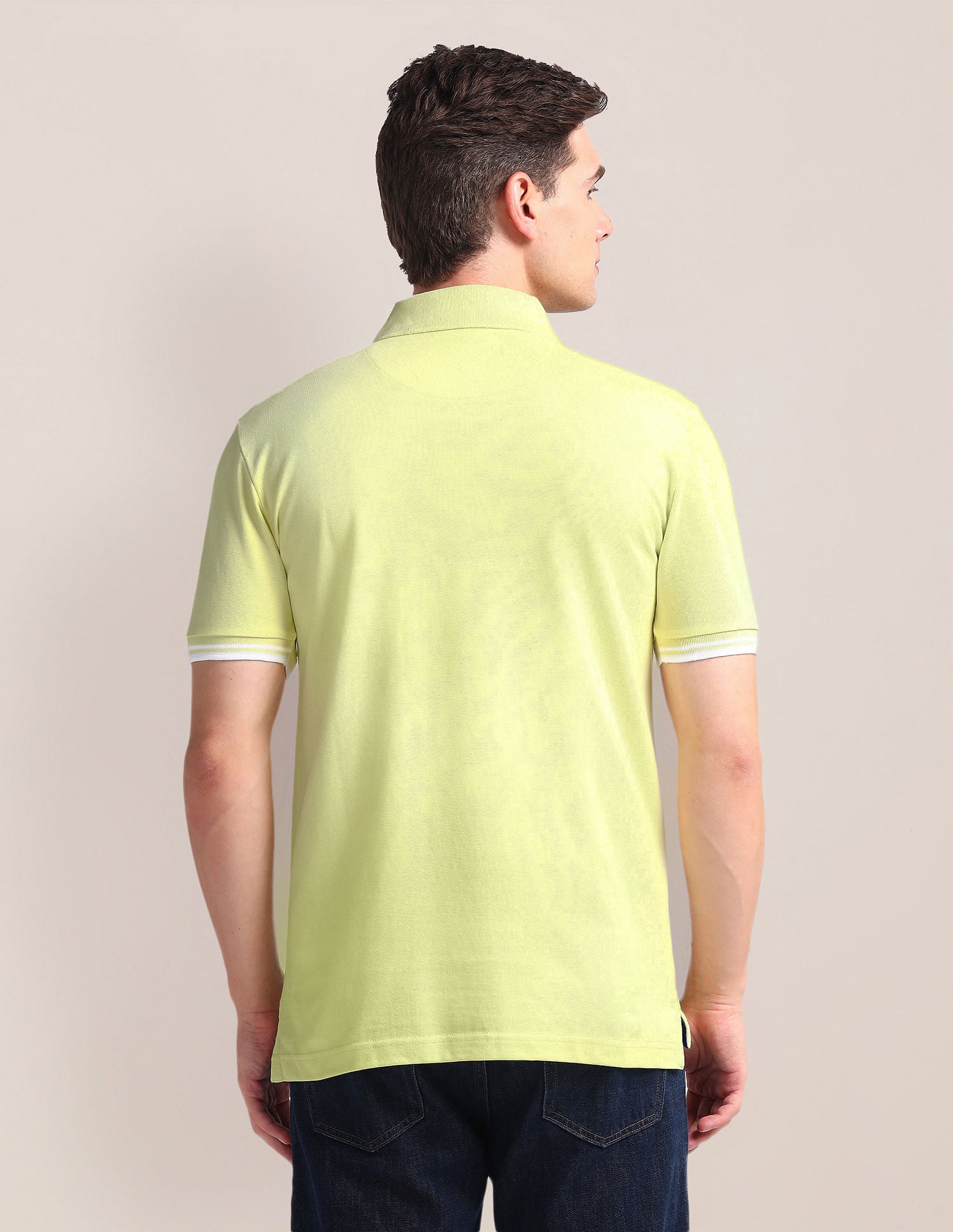 Tipped Placket Slim Polo Shirt Yellow - U.S. Polo Assn. India | Large