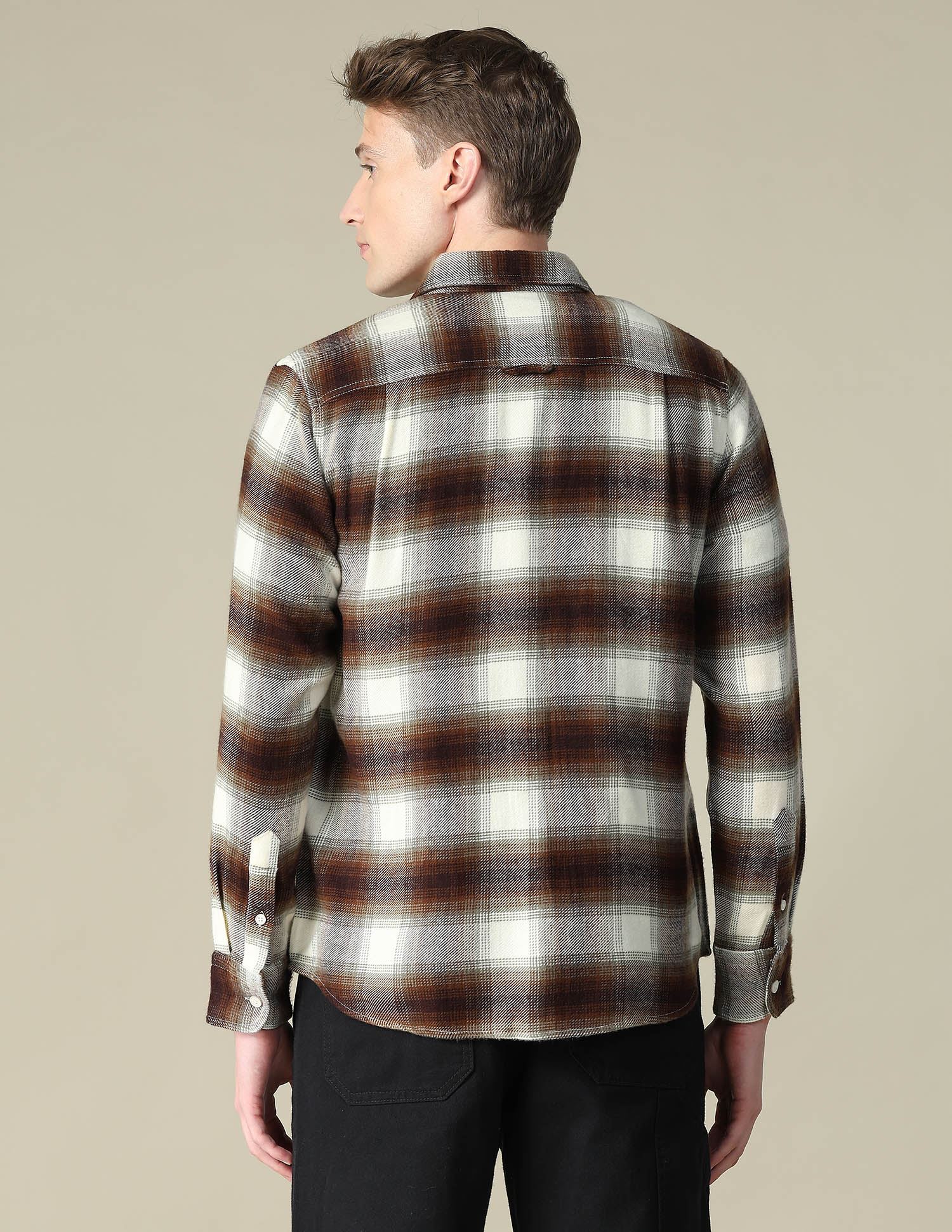 Twill Plaid Checked Shacket Ivory - U.S. Polo Assn. India | Large