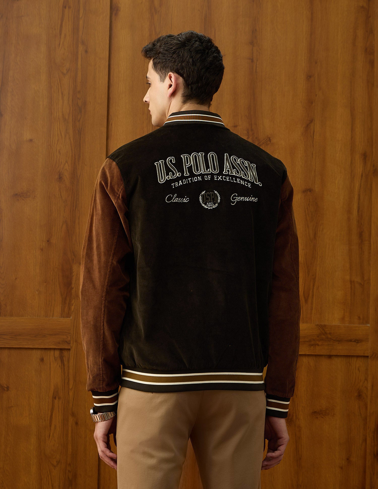 Regular Fit Varsity Theatre Varsity Jacket Olive - U.S. POLO ASSN. | Large