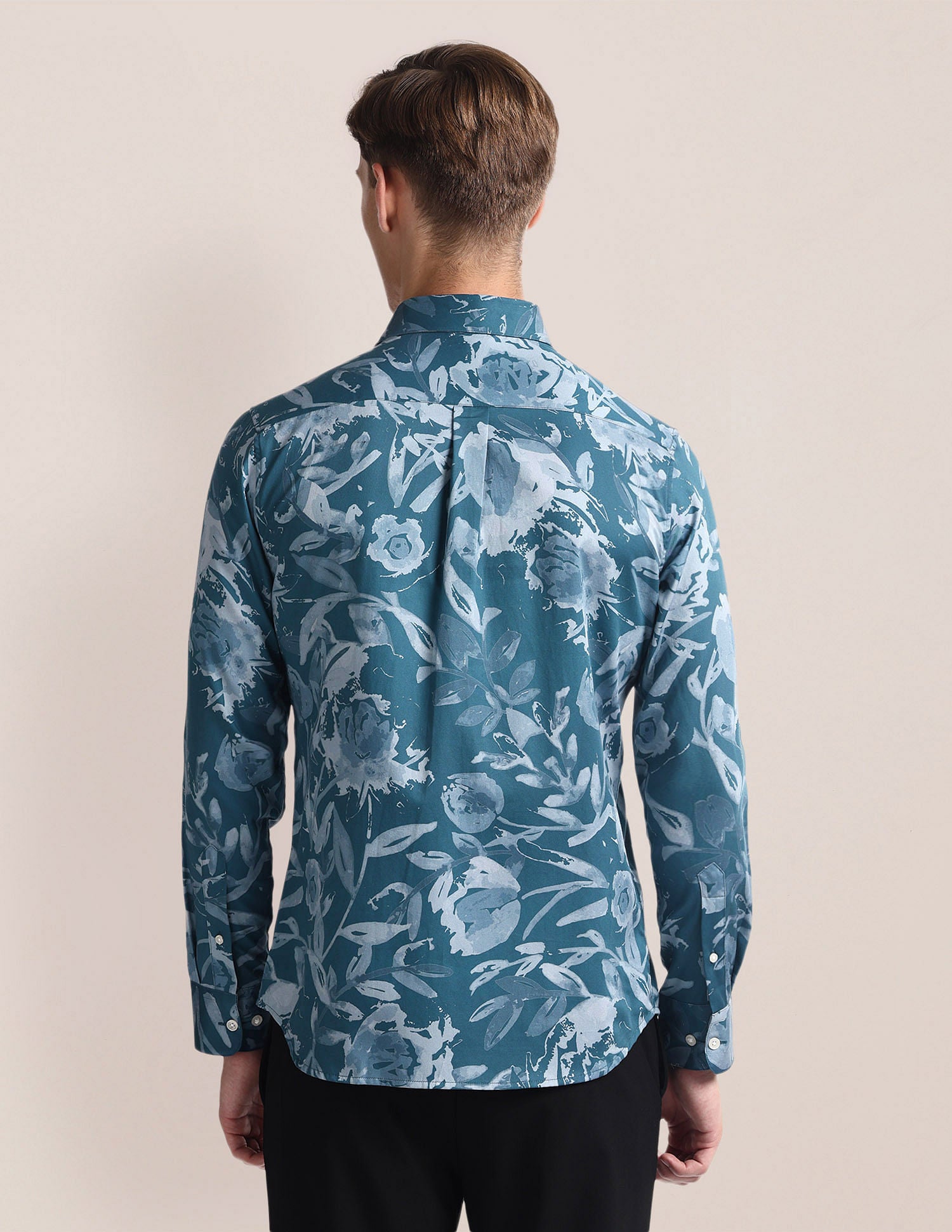 Floral Print Tailored Fit Shirt Blue - U.S. Polo Assn. India | Large