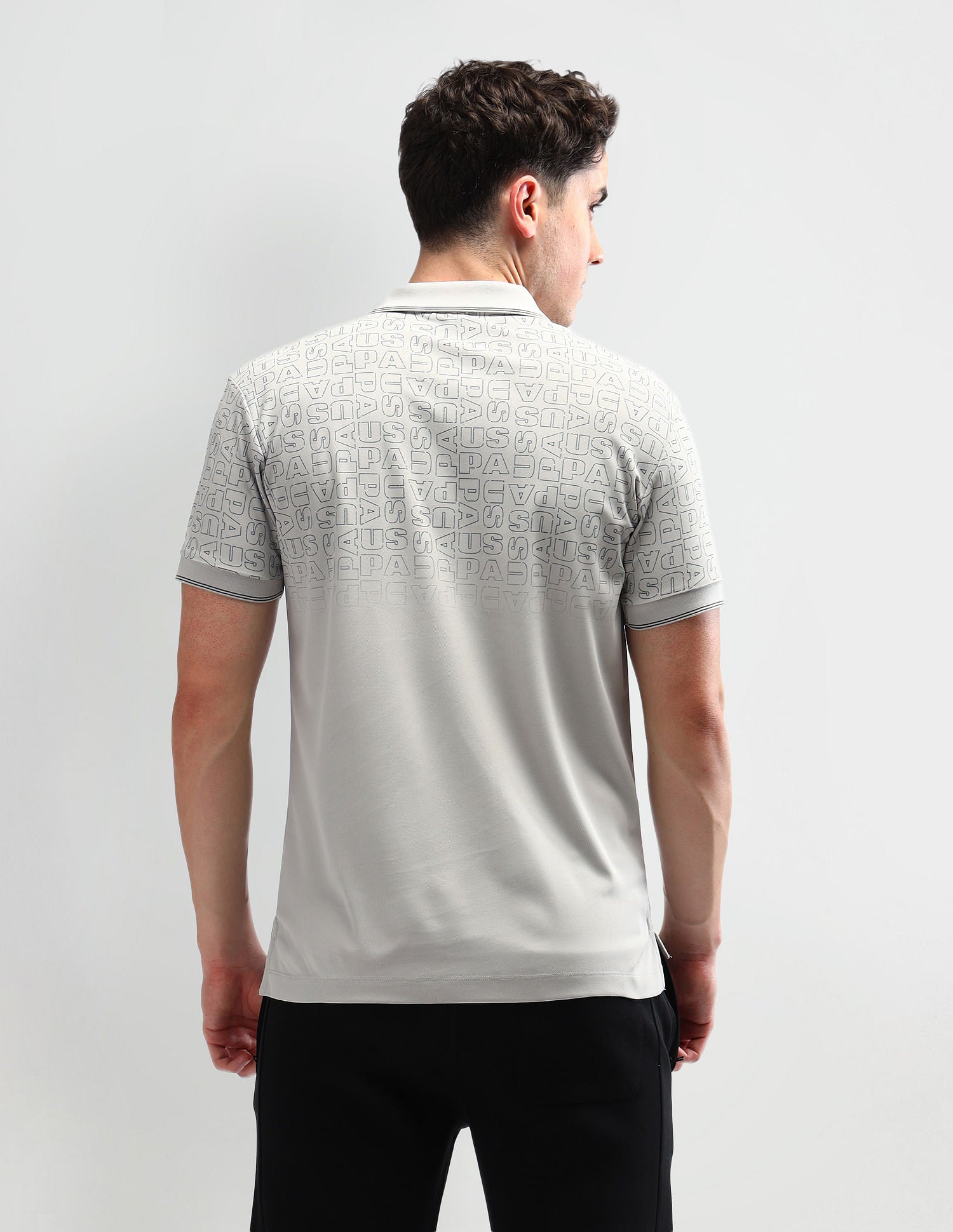 Slim Fit Printed Polo Shirt Grey - U.S. Polo Assn. India | Large
