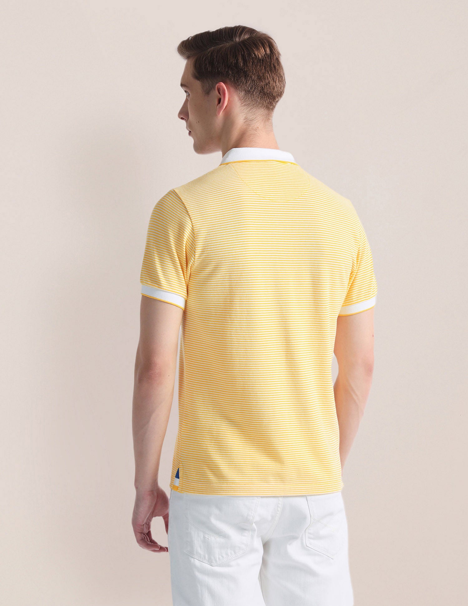 Horizontal Stripe Logo Polo Shirt Yellow - U.S. Polo Assn. India | Large