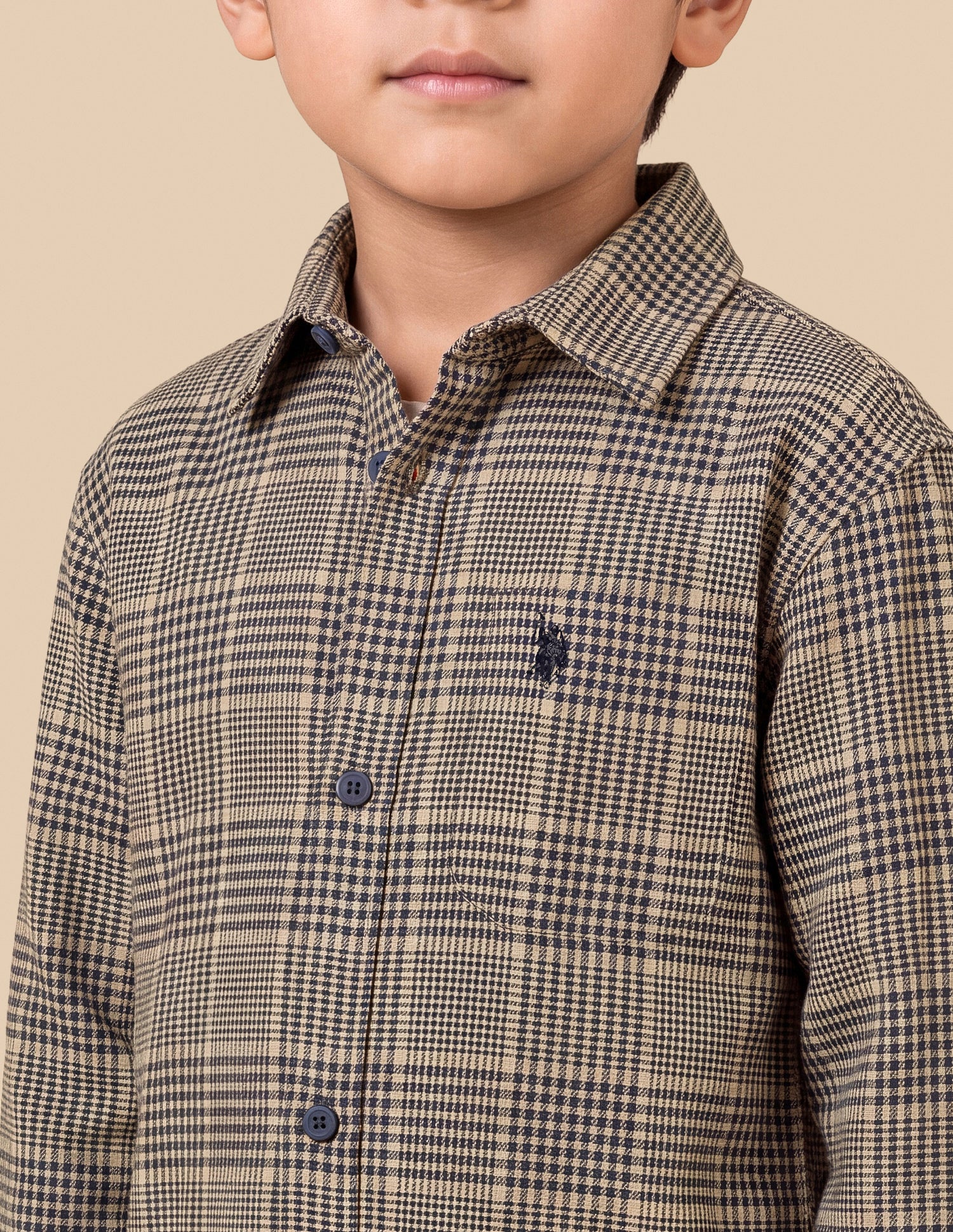 Plaid Checked Twill Shacket Beige - U.S. Polo Assn. India | Large