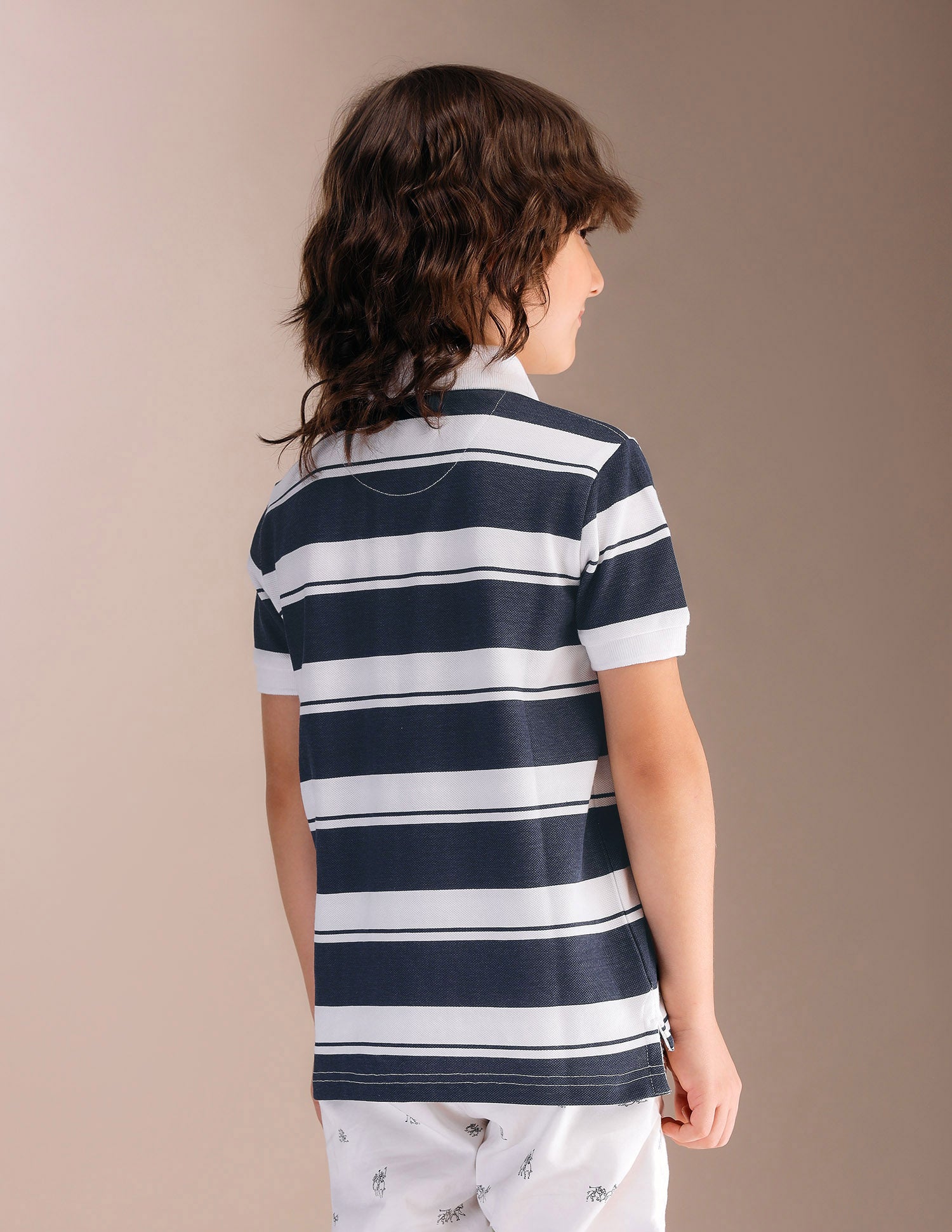 Boys Horizontal Striped Pure Cotton Polo Shirt Navy - U.S. POLO ASSN. | Large