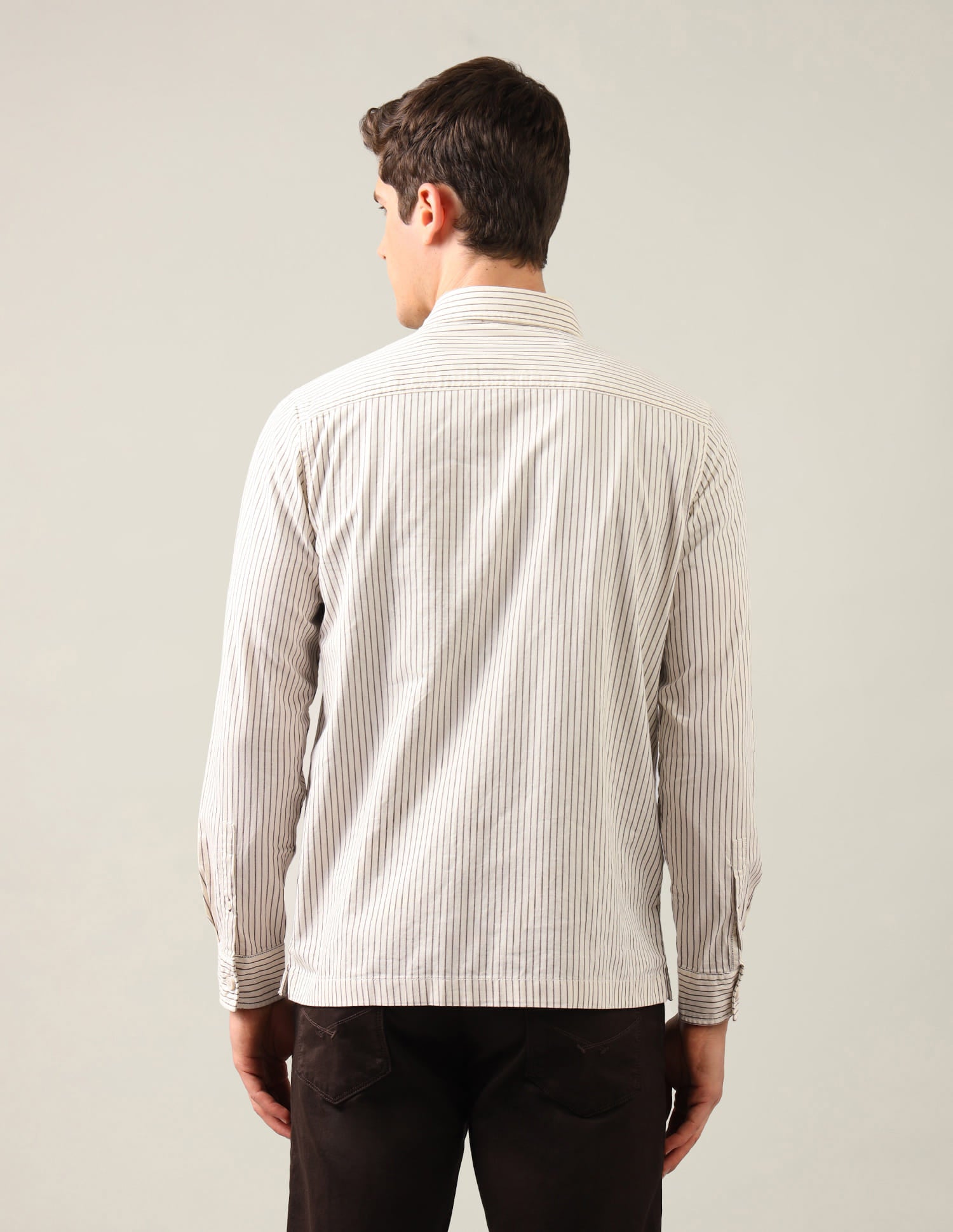 Vertical Striped Comfort Fit Shirt Beige - U.S. Polo Assn. India | Large