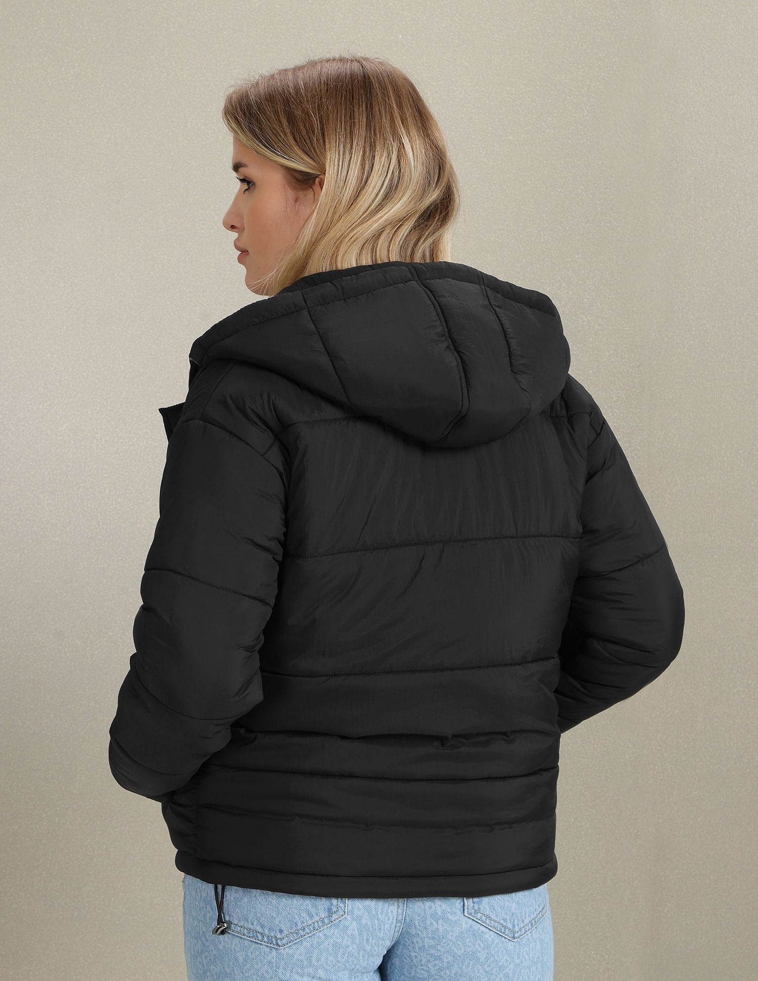 Hooded Solid Padded Jacket Black - U.S. Polo Assn. India | Large