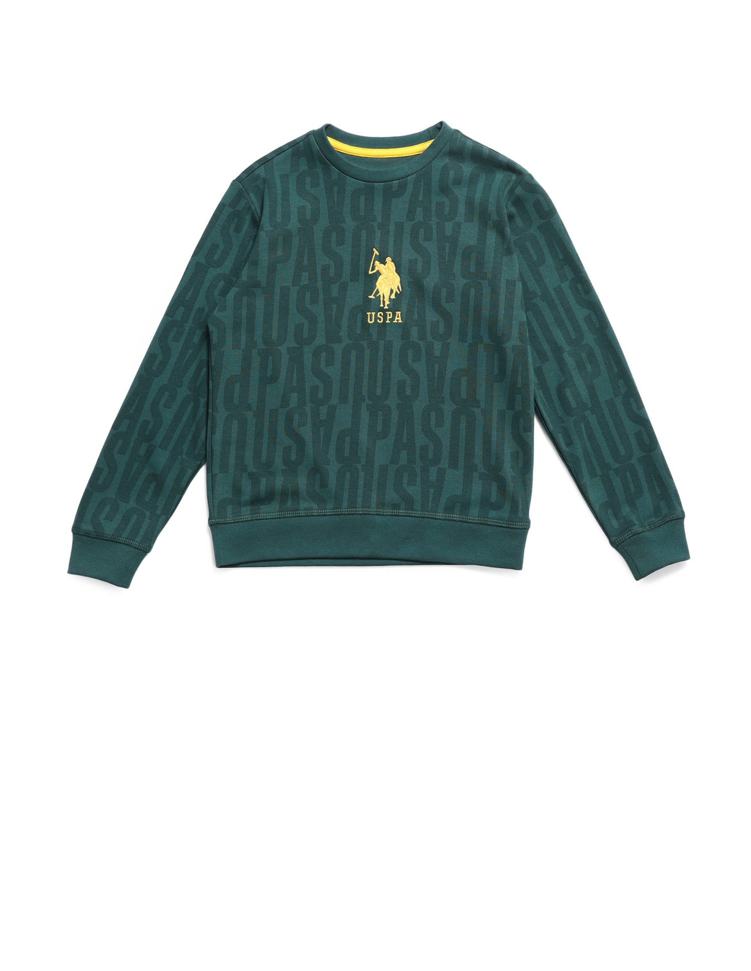Boys Brand Printed Regular Fit Sweatshirt Green - U.S. POLO ASSN. | Large