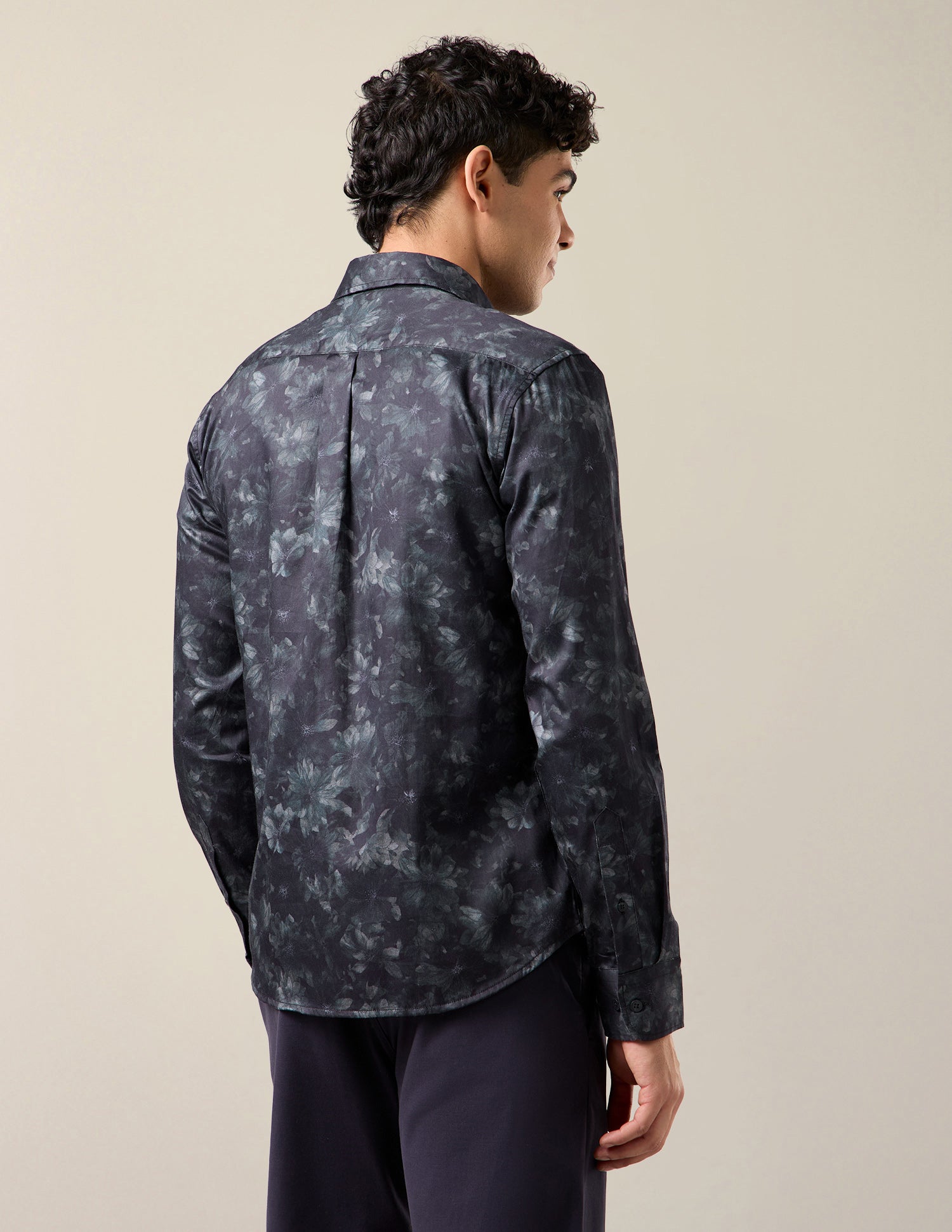Floral Printed Satin Shirt Blue - U.S. Polo Assn. India | Large