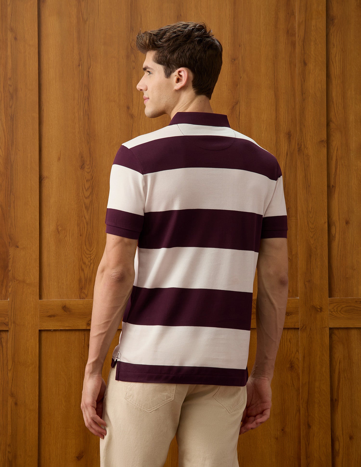 Horizontal Striped Slim Fit Polo Shirt Wine - U.S. Polo Assn. India | Large