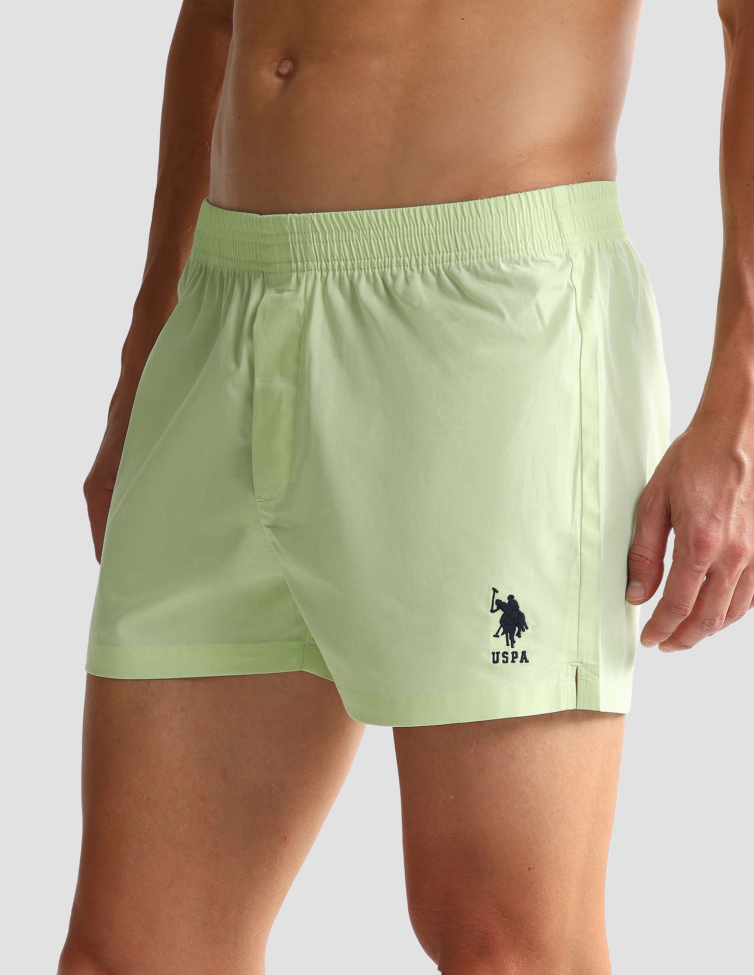 Mid Rise Solid OEX05 Shorts - Pack Of 2 Polka Dot Lt Green And Lt Green - U.S. POLO ASSN. | Large