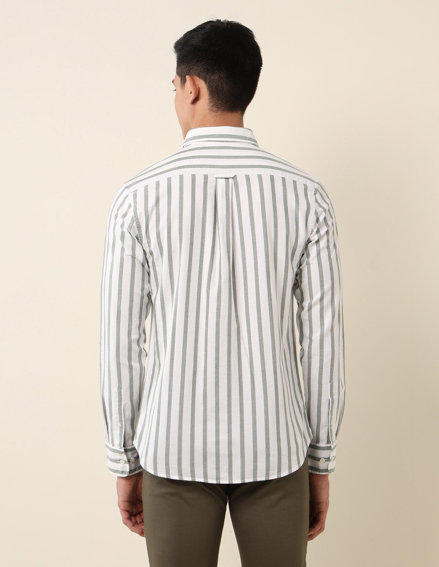 Vertical Striped Pure Cotton Shirt Dark Green - U.S. Polo Assn. India | Large
