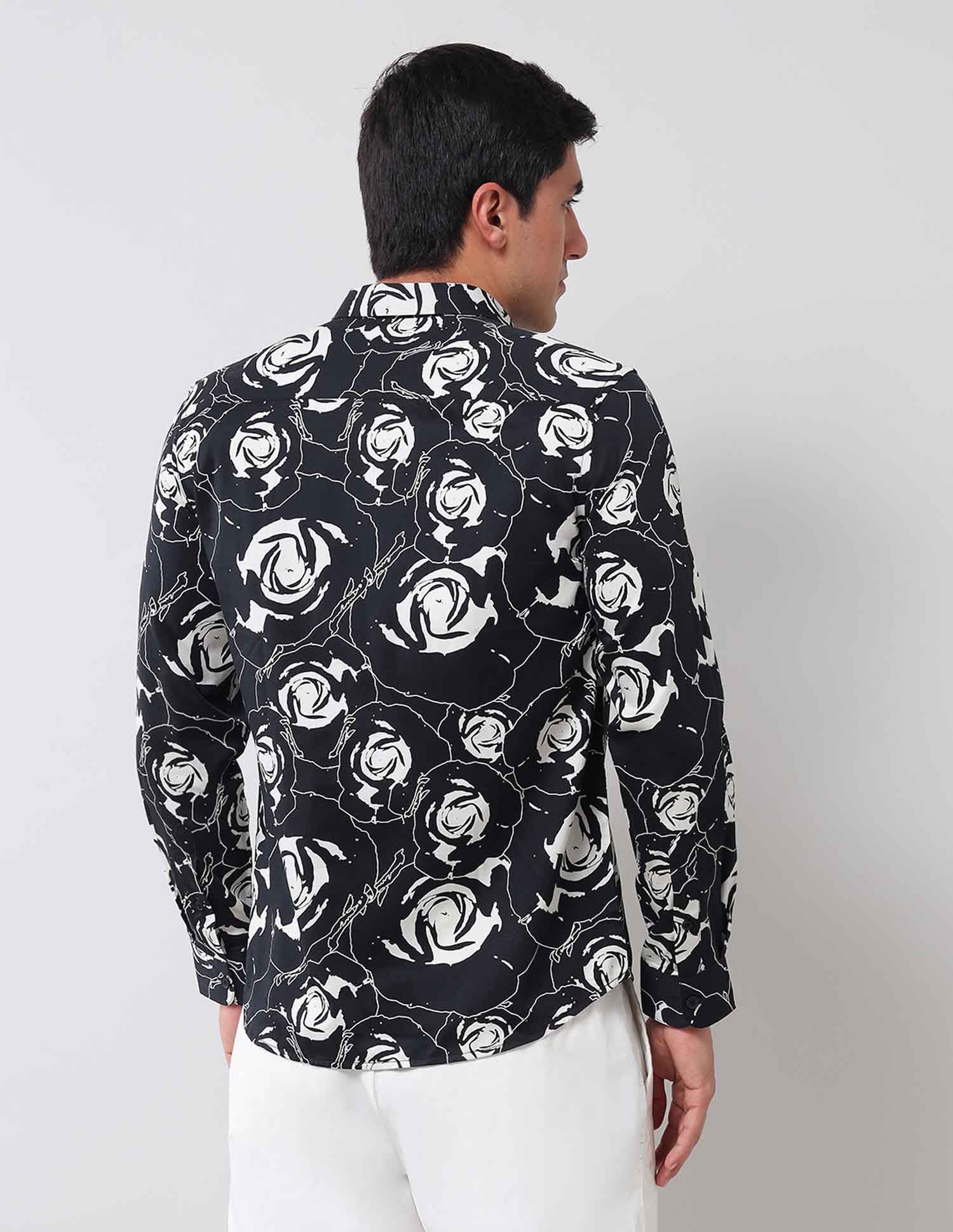 Regular Fit Floral Printed Shirt Black - U.S. Polo Assn. India | Large