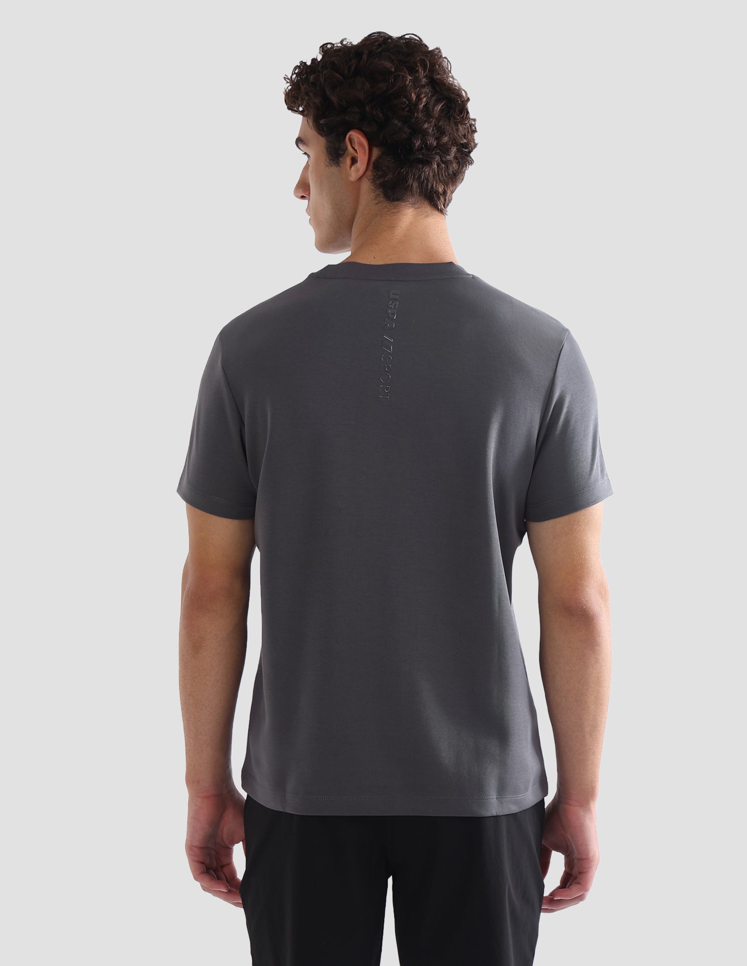 Solid Slim Fit Active T-Shirt Dark Grey - U.S. Polo Assn. India | Large