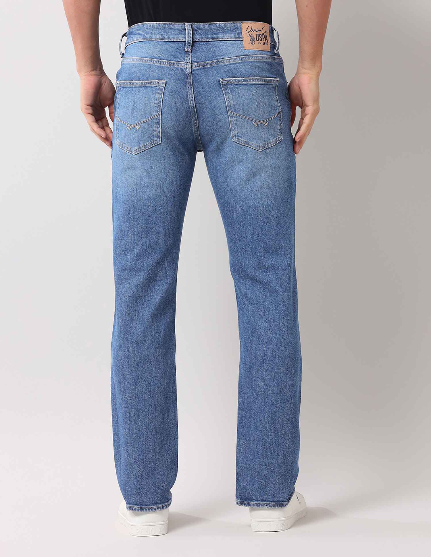 Harold Slim Straight Fit Blue Jeans Mid Wash - U.S. Polo Assn. India | Large