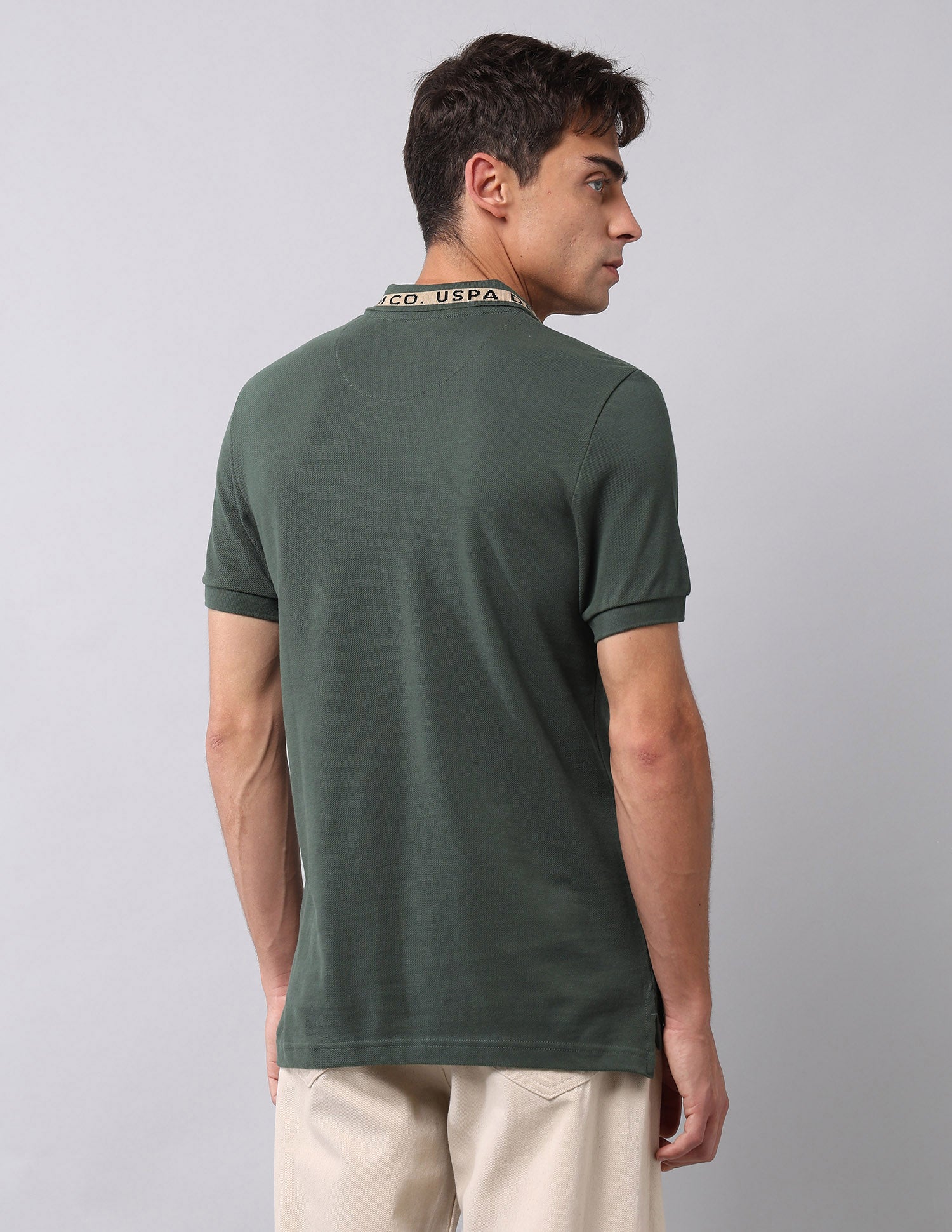 Muscle Fit Pure Cotton Polo Shirt Olive - U.S. Polo Assn. India | Large