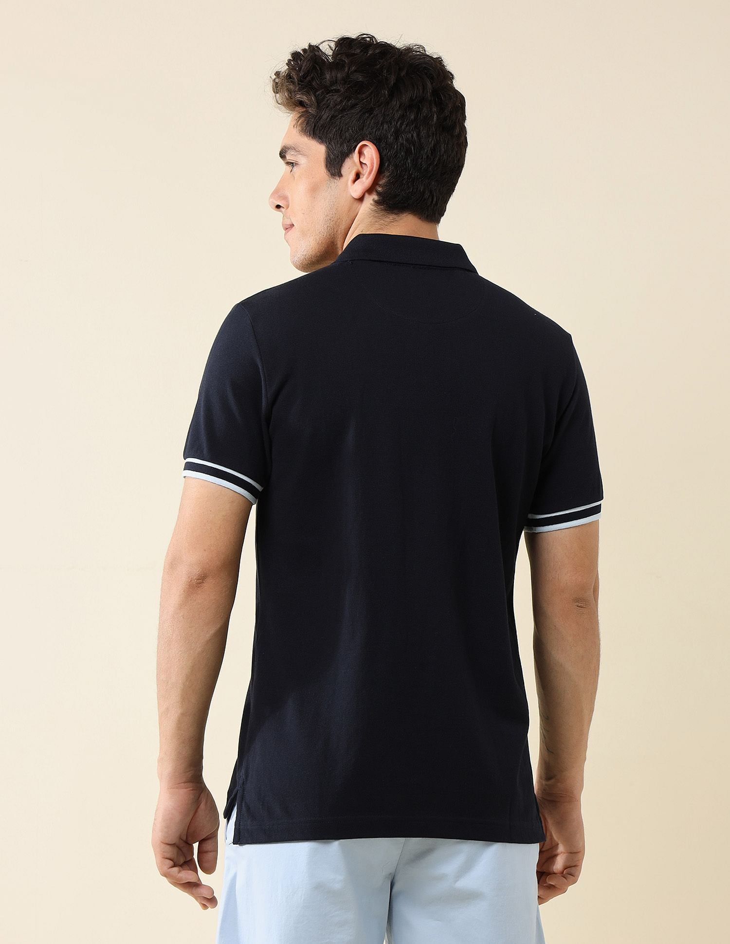 Striped Placket Slim Fit Polo Shirt Navy - U.S. Polo Assn. India | Large