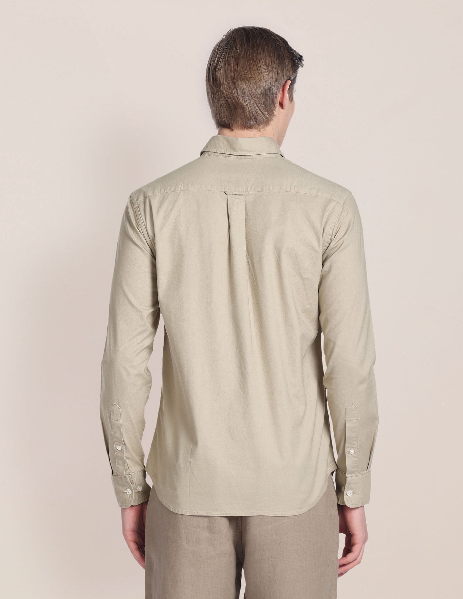 Solid Dobby Shirt Khaki - U.S. POLO ASSN. | Large