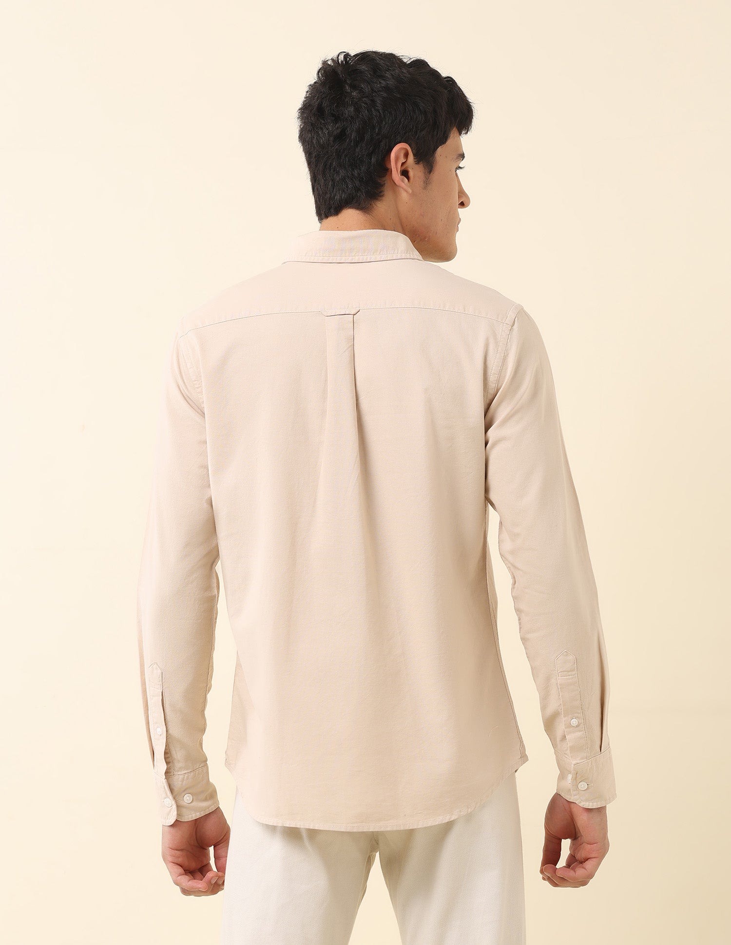 Tailored Fit Pure Cotton Oxford Shirt Beige - U.S. Polo Assn. India | Large