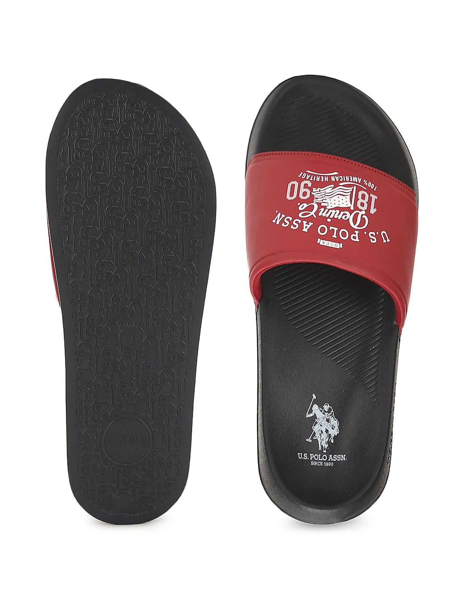 Men Toplin 5.0 Printed Slippers Red - U.S. Polo Assn. India | Large