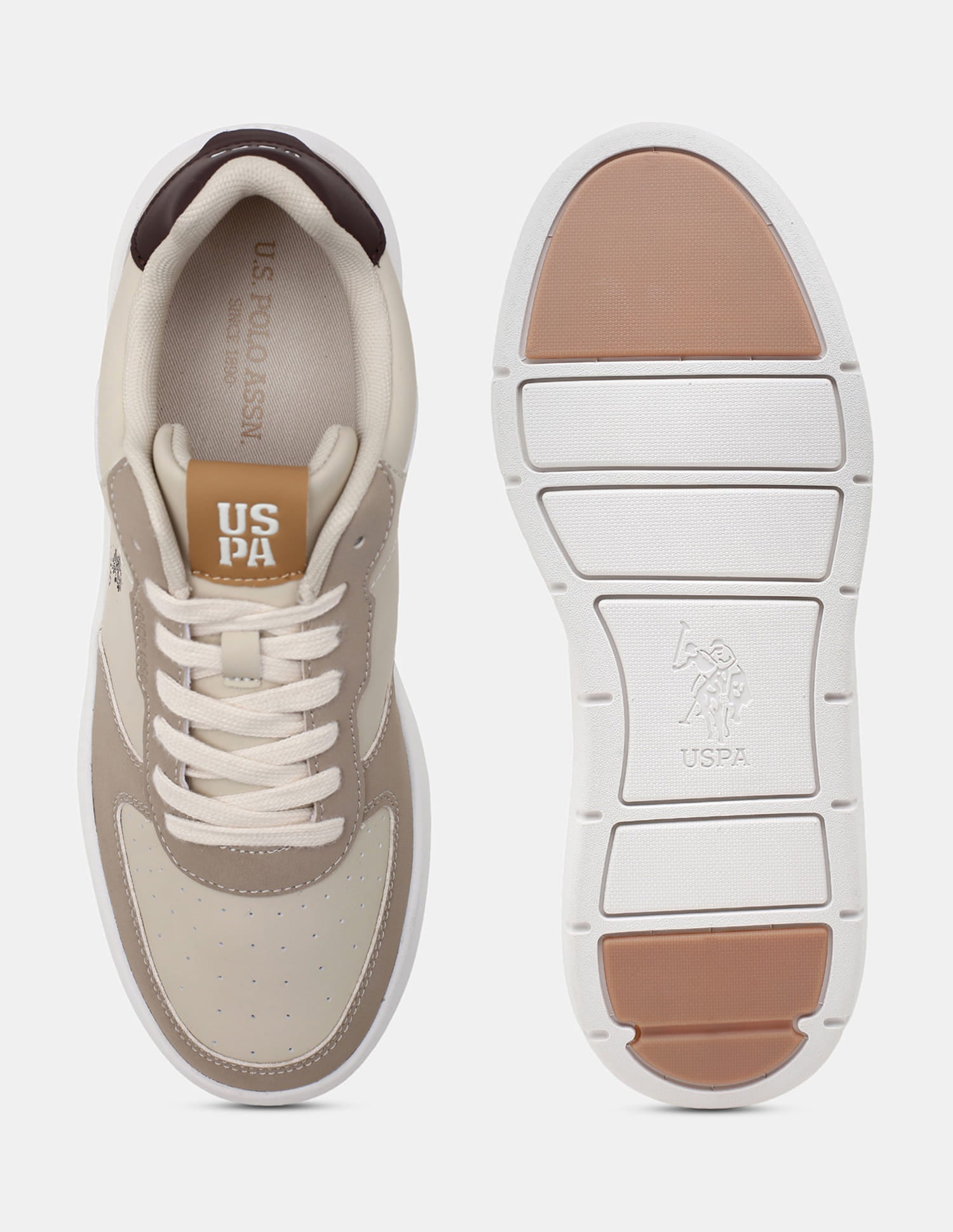 Colour Blocked Lace Ups Alec Sneakers Beige - U.S. Polo Assn. India | Large