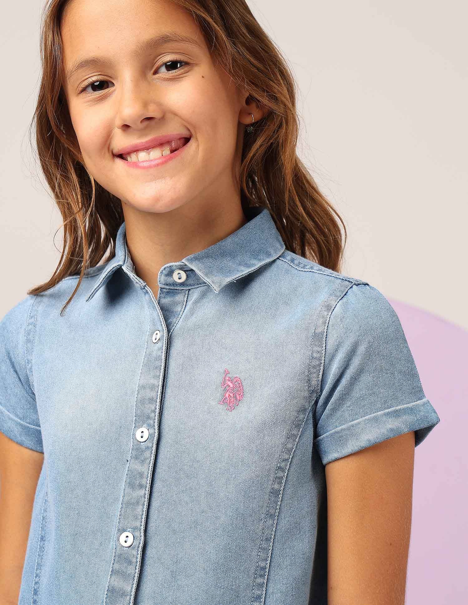 Girls Denim A-line Dress Indigo - U.S. POLO ASSN. | Large