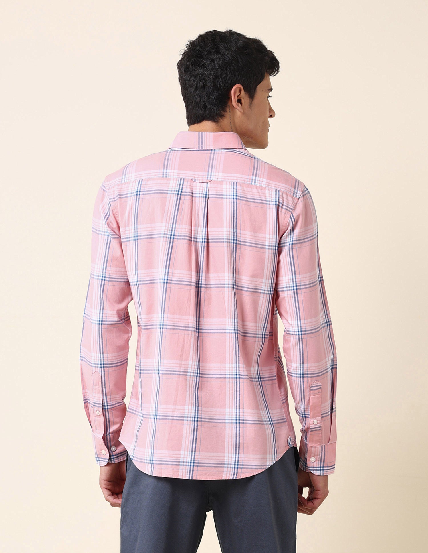 Tartan Checked Tailored Fit Shirt Pink - U.S. Polo Assn. India | Large