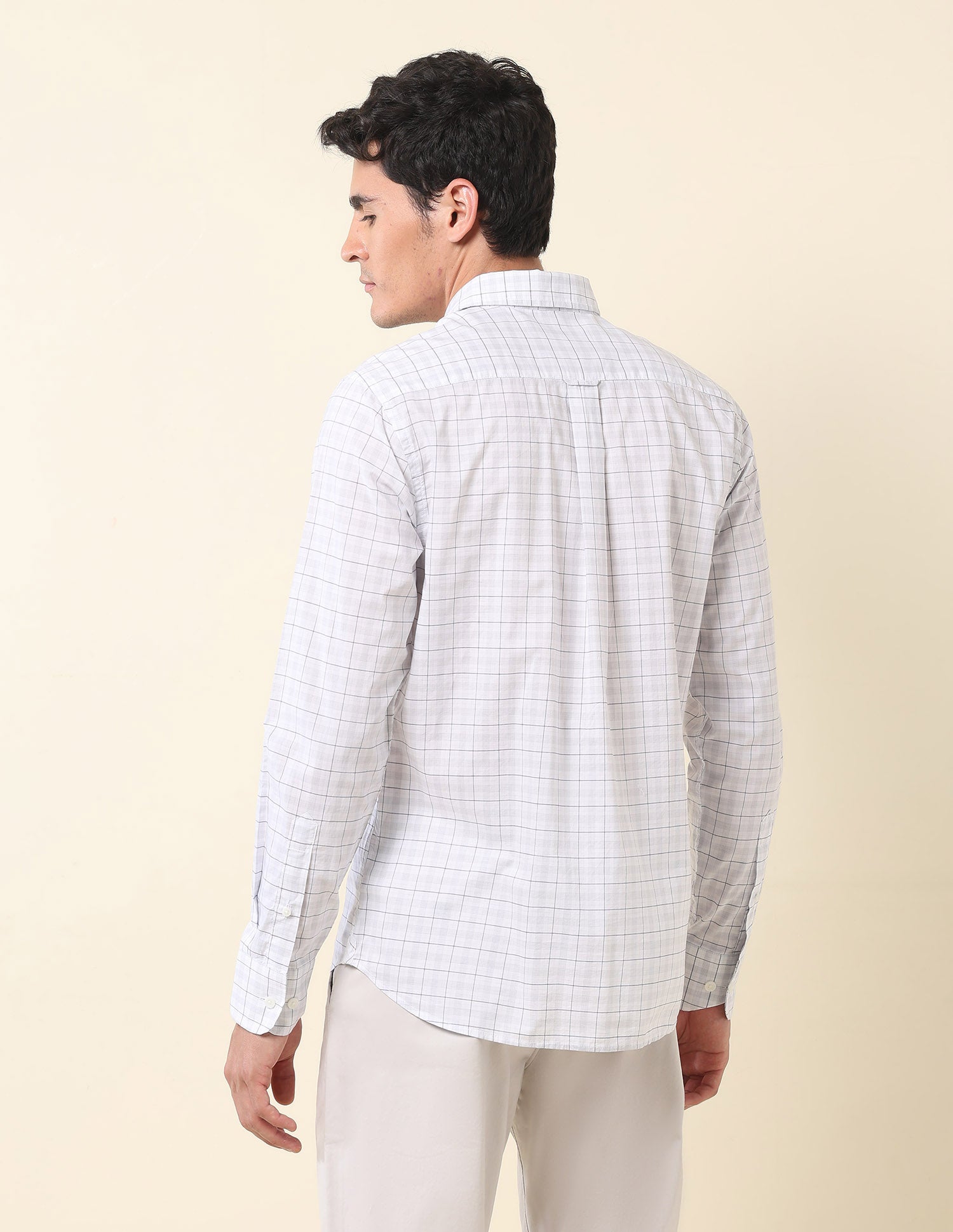 Pure Cotton Grid Tattersall Checked Shirt Grey - U.S. Polo Assn. India | Large