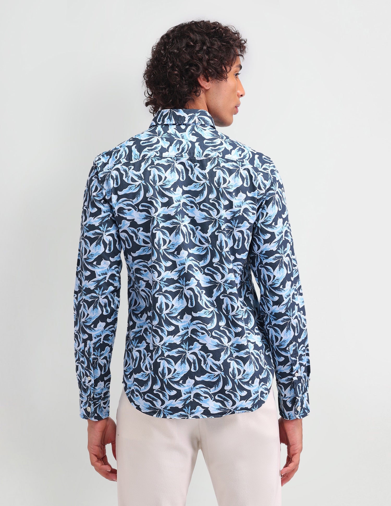 Floral Pattern Twill Shirt Navy - U.S. Polo Assn. India | Large