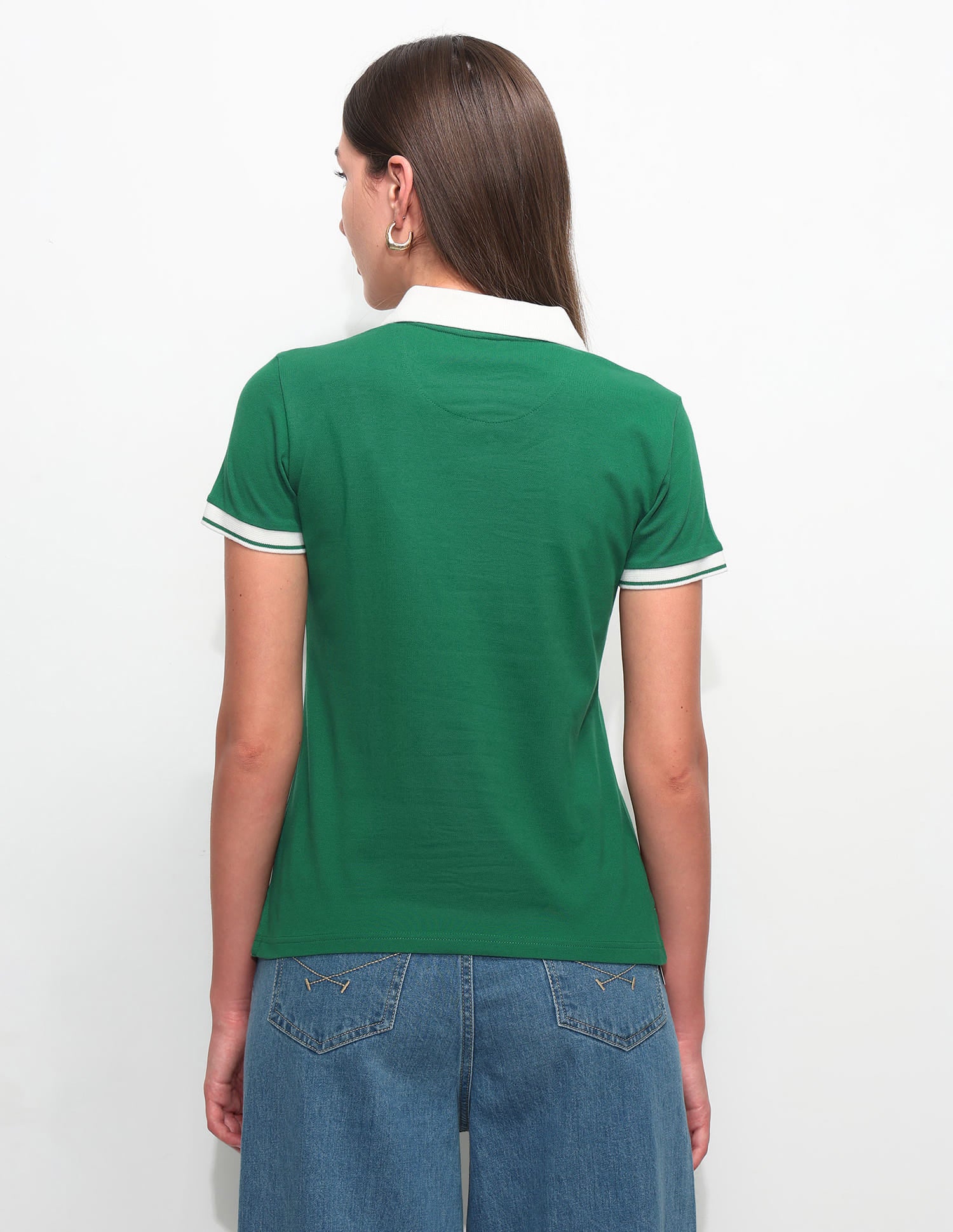 Regular Fit Solid Polo Shirt Green - U.S. Polo Assn. India | Large