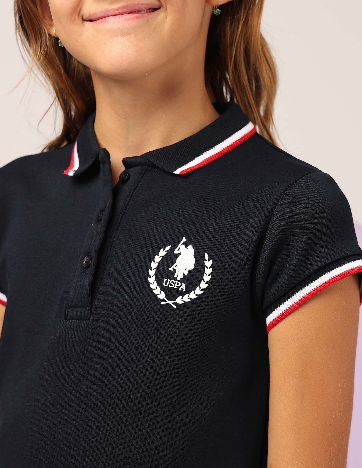 Girls Solid A-line Polo Dress Navy - U.S. POLO ASSN. | Large