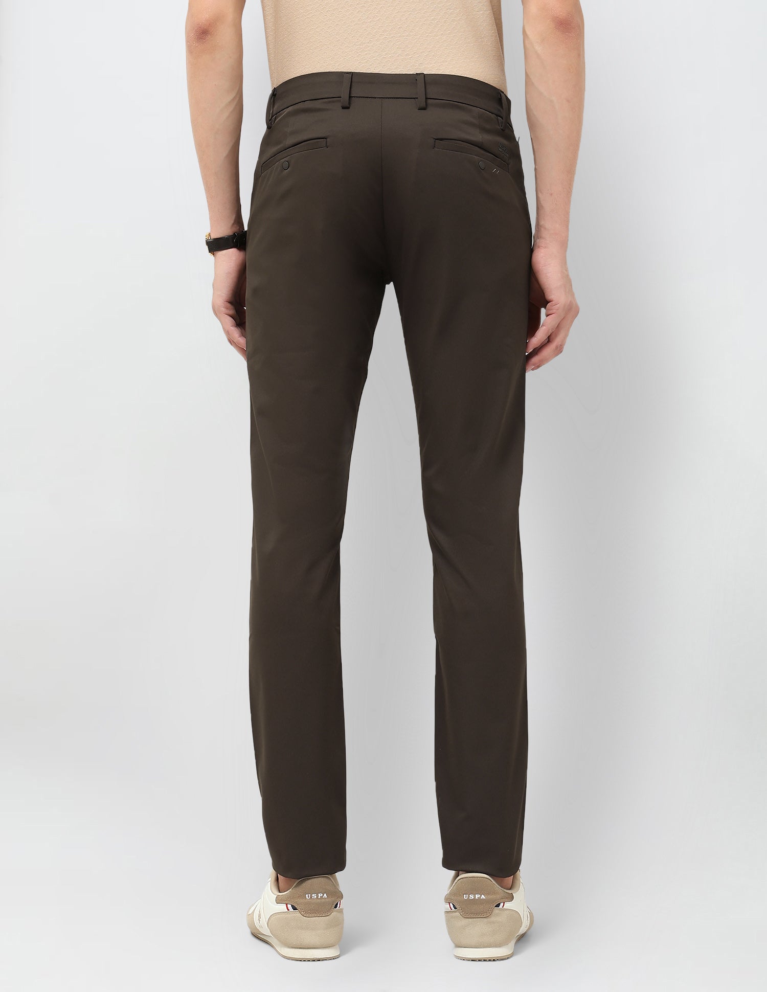 Austin Slim Fit Satin Trousers Choco - U.S. POLO ASSN. | Large