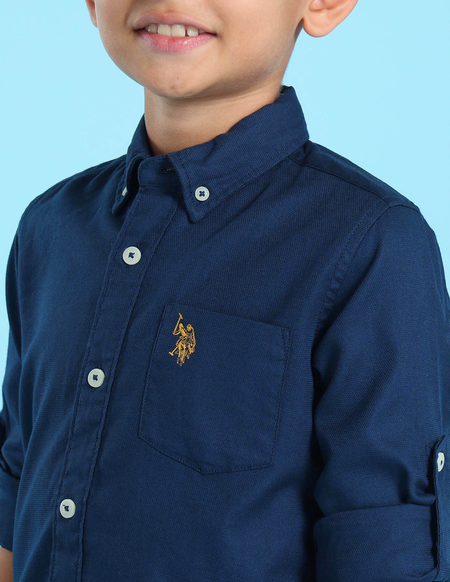 Button Down Collar Solid Shirt Navy - U.S. POLO ASSN. | Large