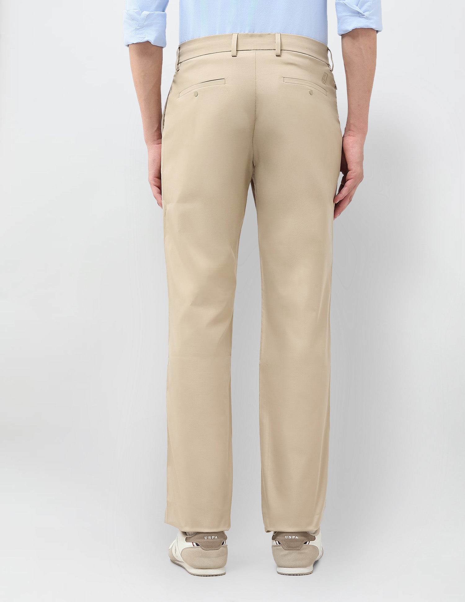 Riley Straight Fit Twill Trousers Khaki - U.S. Polo Assn. India | Large