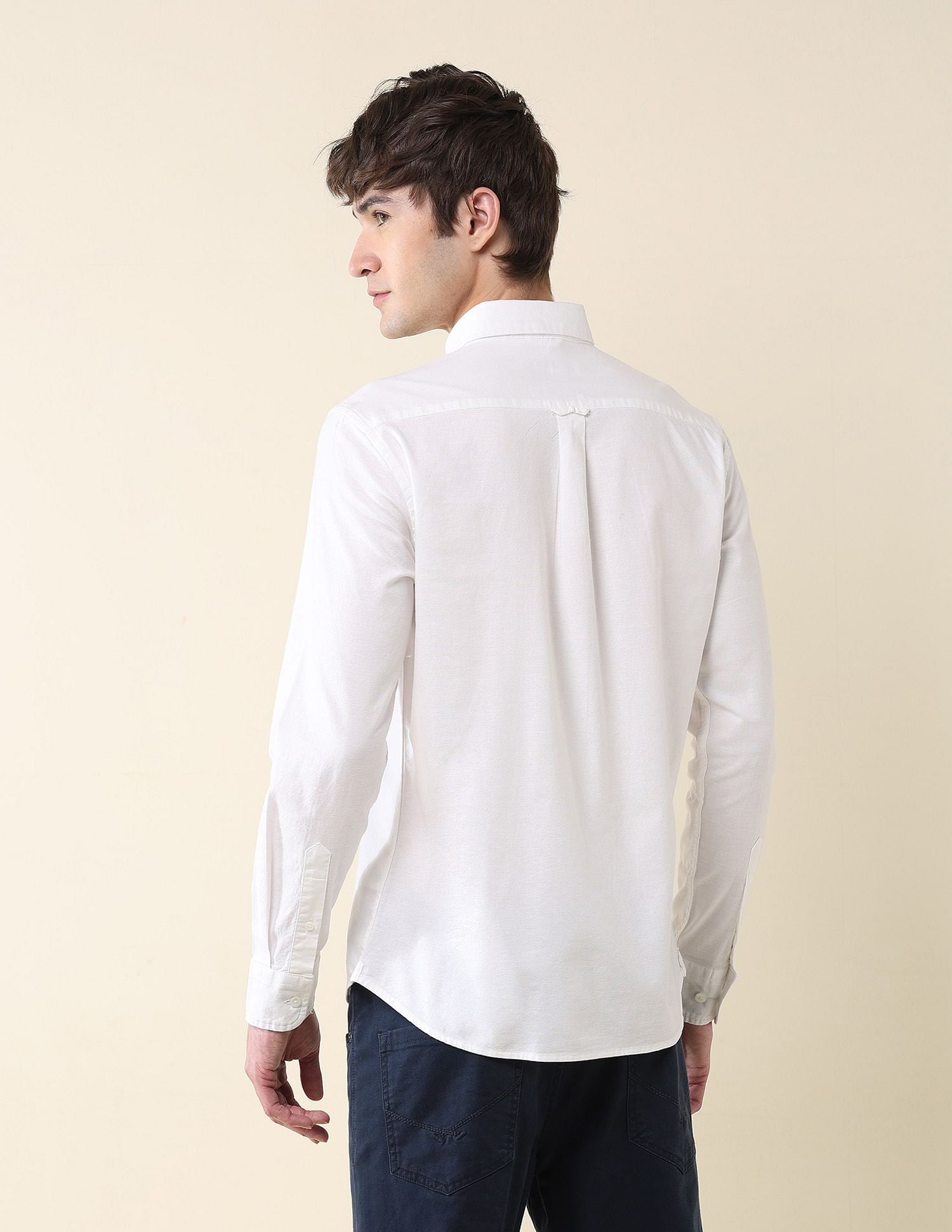 Solid Oxford Stretch Button Down Shirt White - U.S. Polo Assn. India | Large