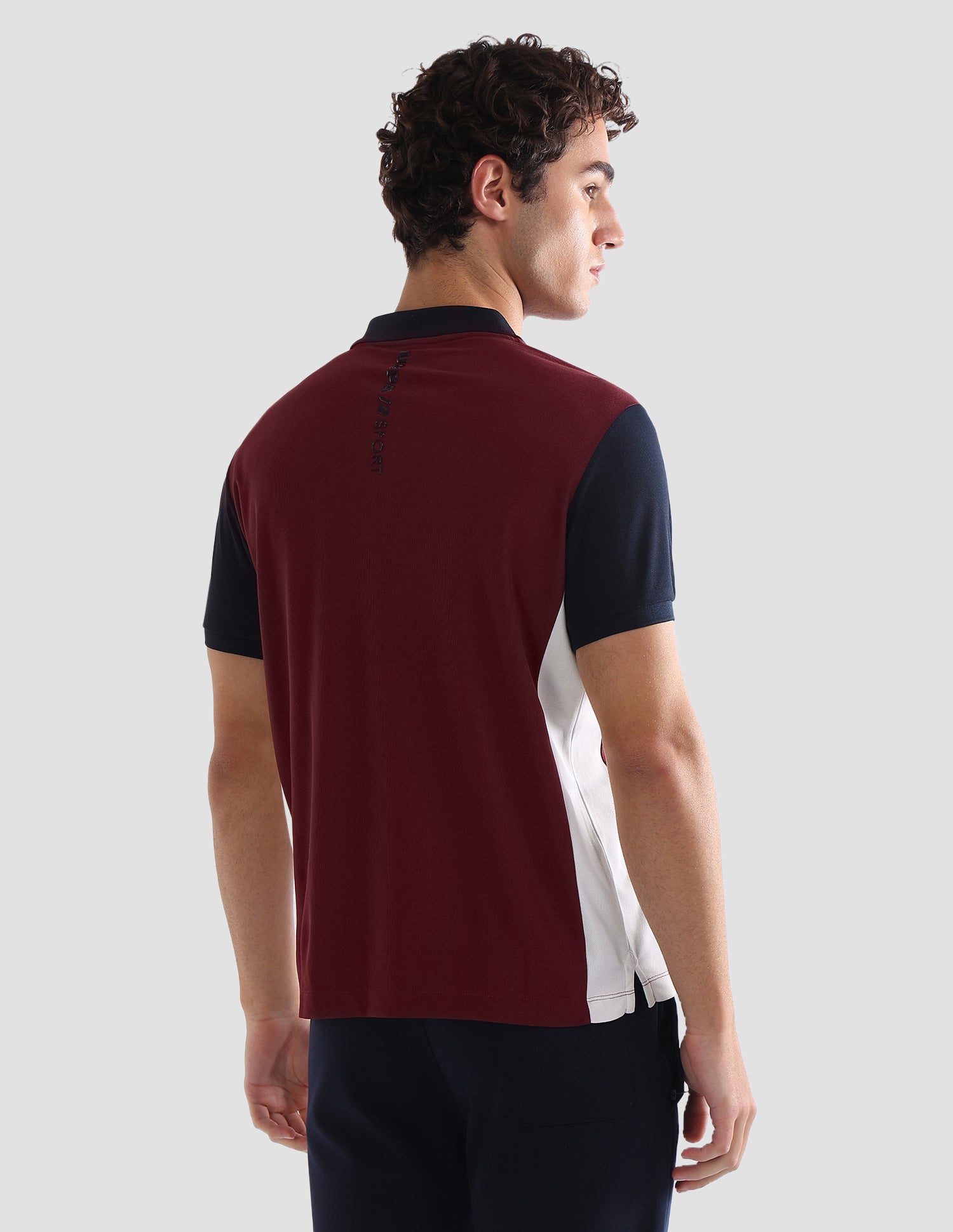 Colourblocked Slim Fit Active Polo Shirt Maroon - U.S. Polo Assn. India | Large