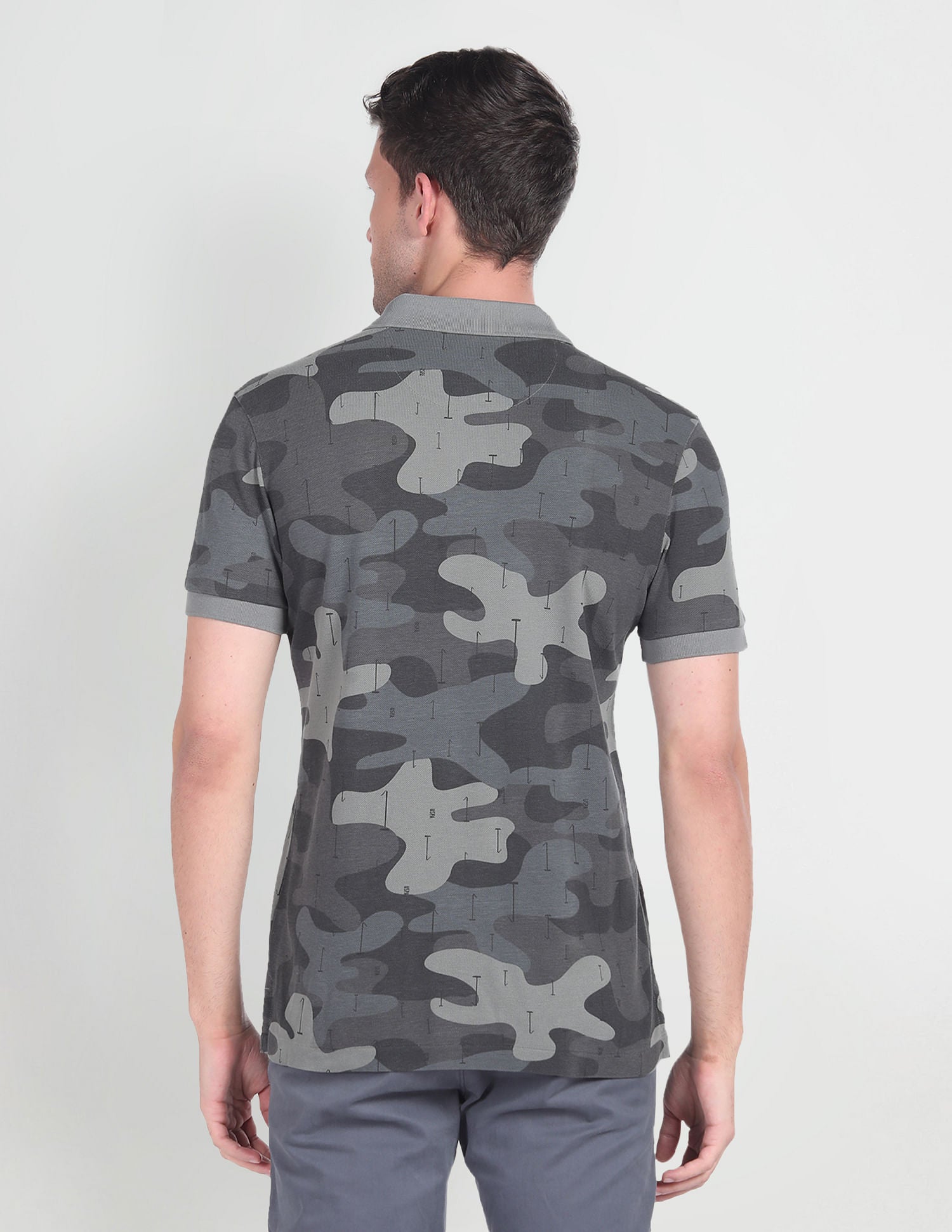 Camouflage Print Cotton Polo Shirt Grey - U.S. Polo Assn. India | Large