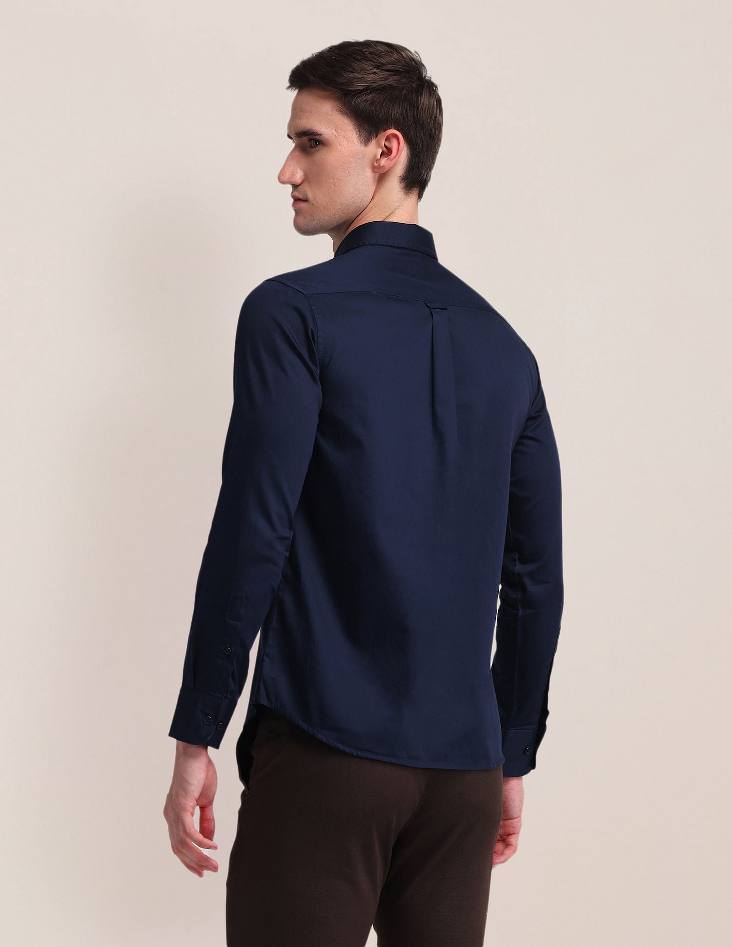 Solid Slim Fit Shirt Navy - U.S. Polo Assn. India | Large