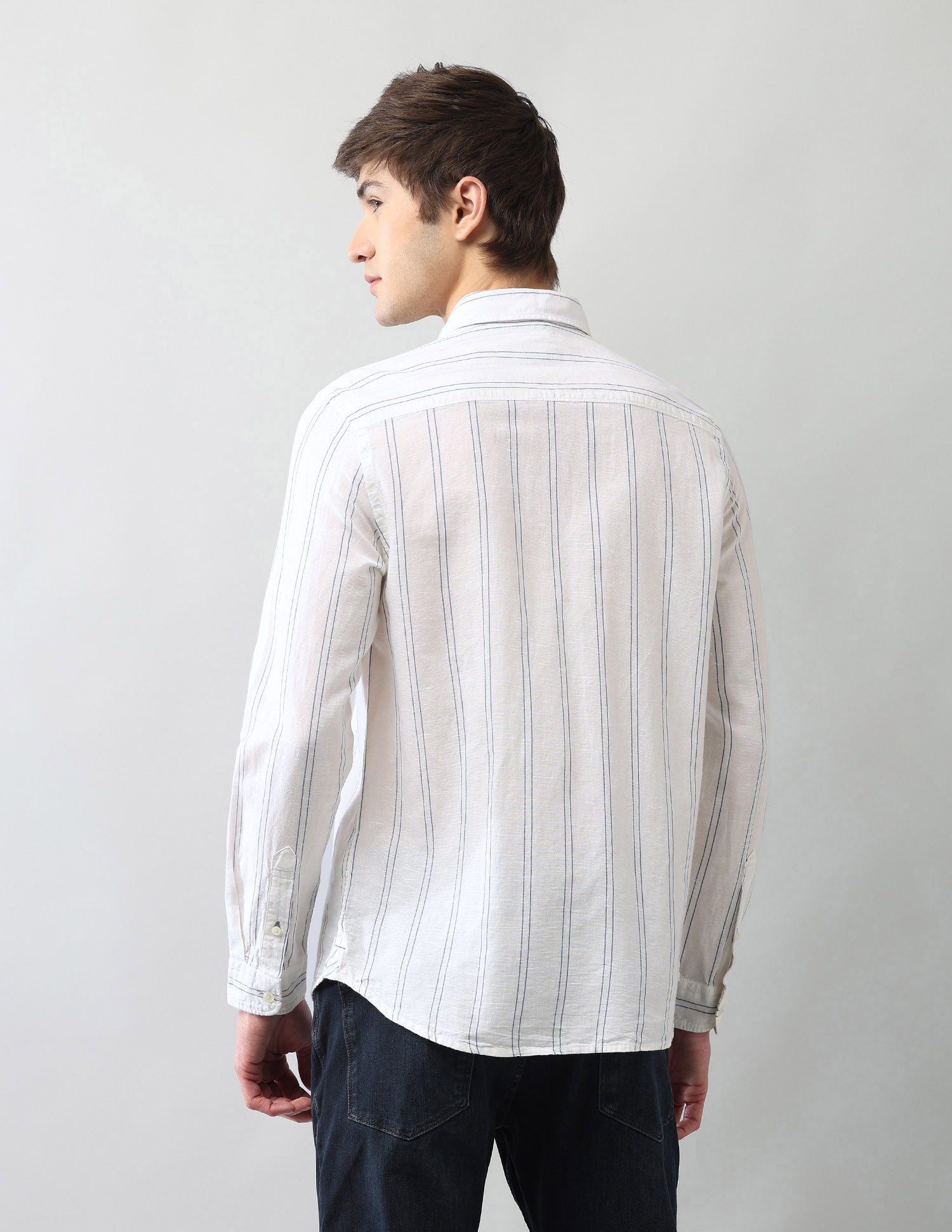 Vertical Striped Regular Fit Poplin Shirt White - U.S. Polo Assn. India | Large