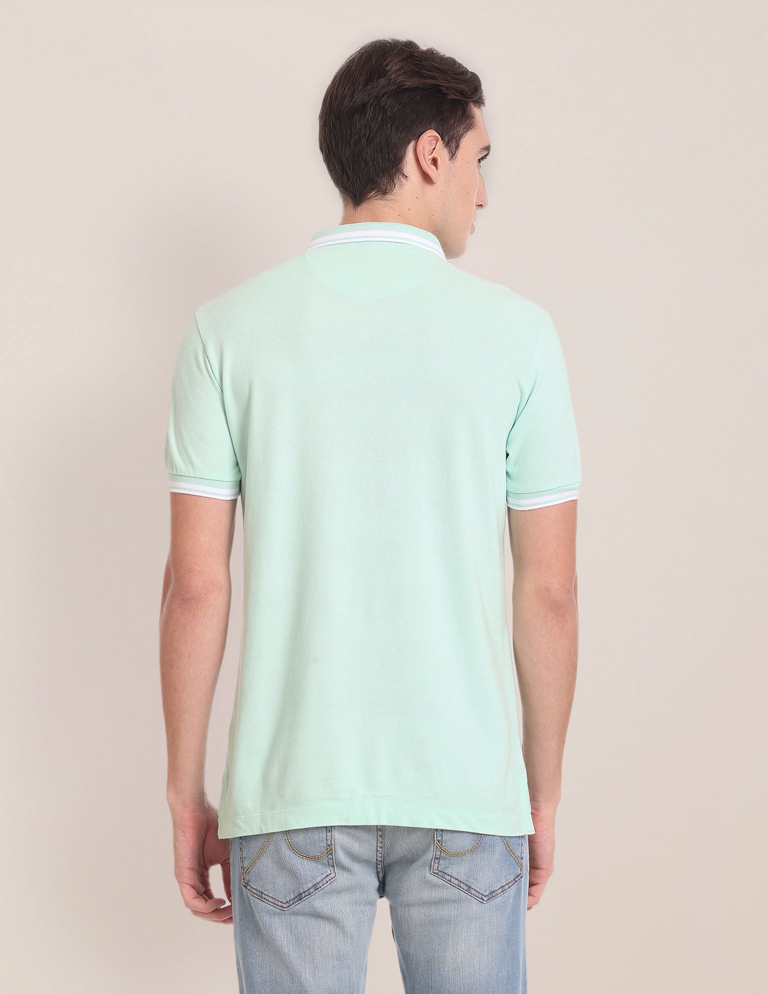 Iconic Striped Collar Polo Shirt Light Green - U.S. Polo Assn. India | Large