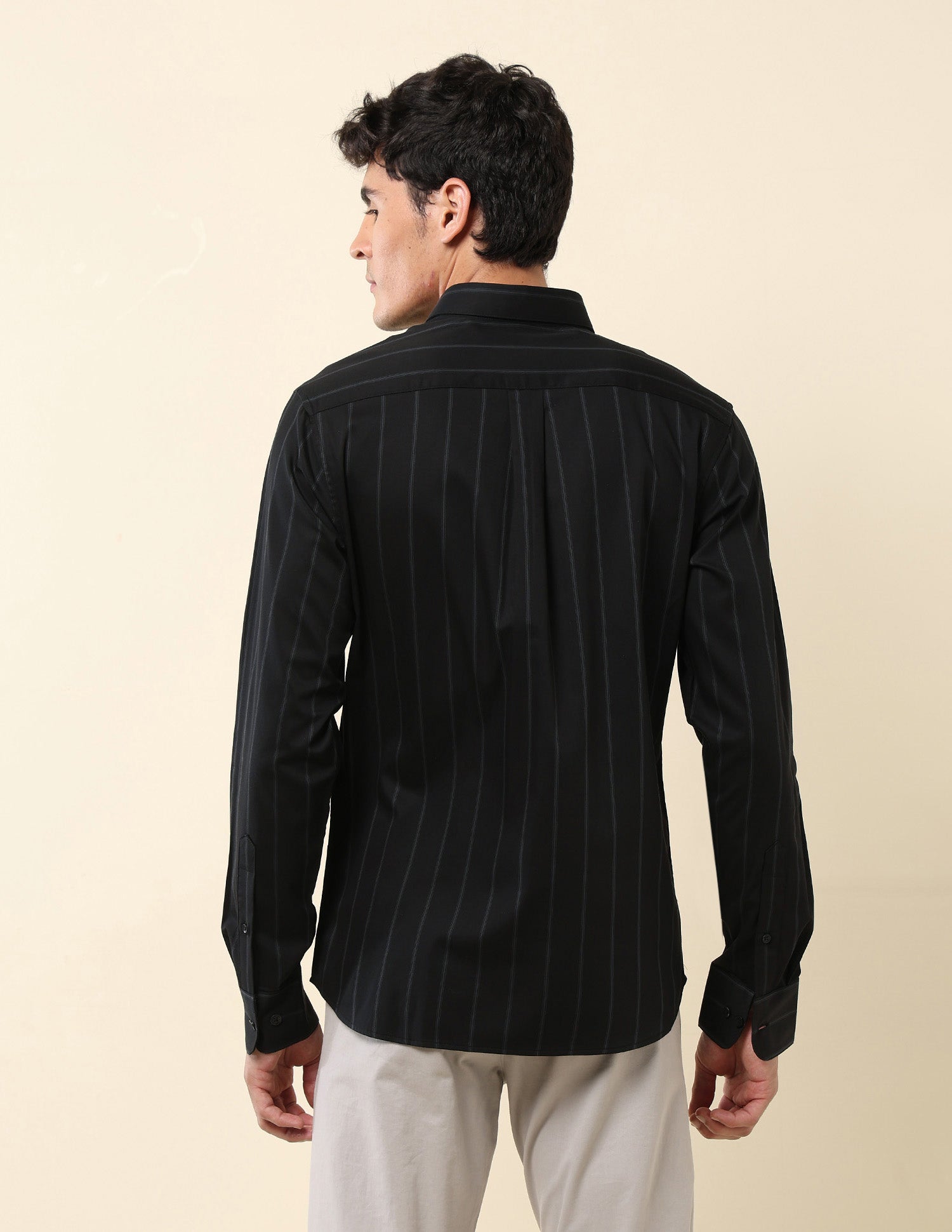Vertical Striped Pure Cotton Shirt Dark Grey - U.S. Polo Assn. India | Large