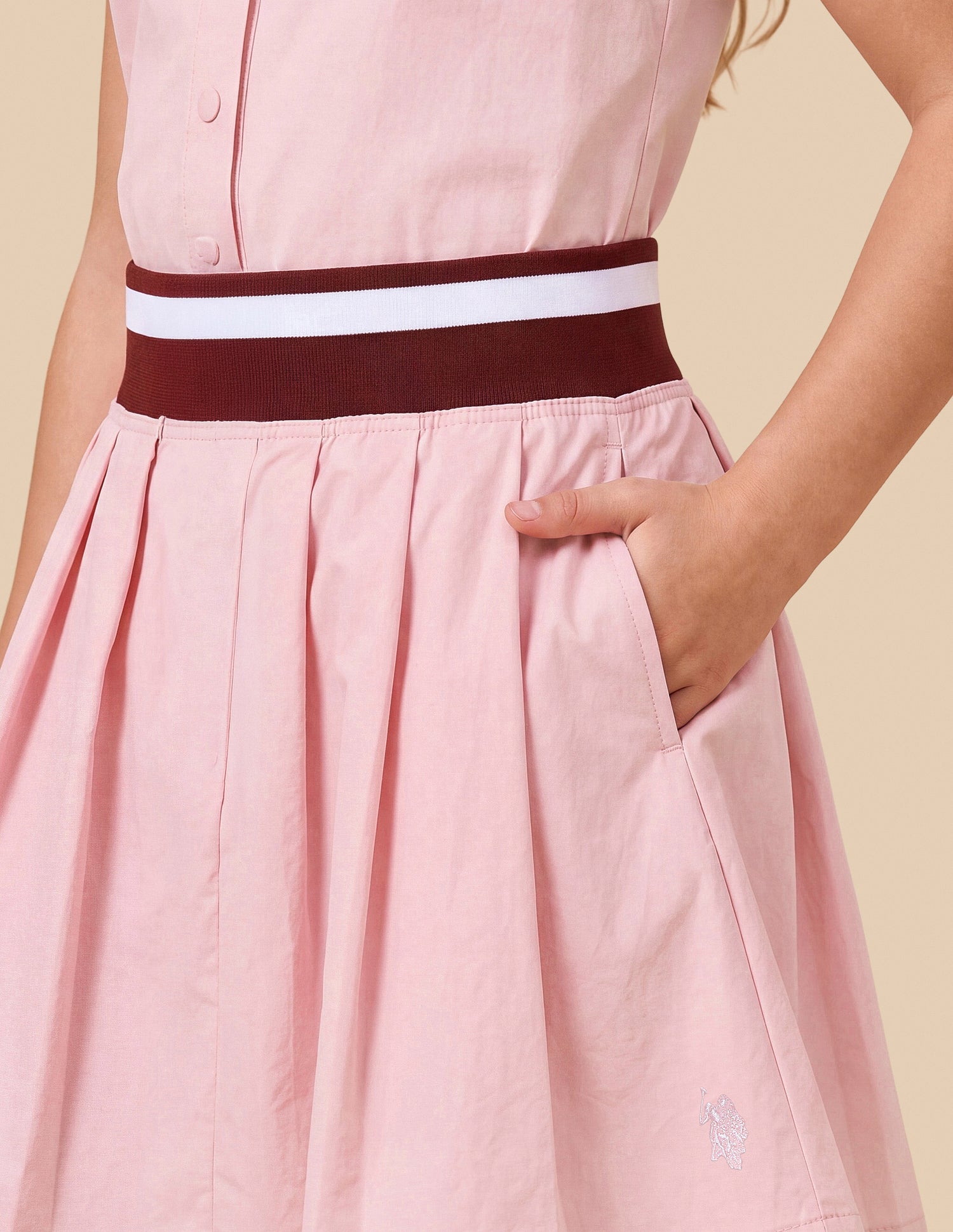 Solid Relaxed Fit Pleated Skirt Pink - U.S. Polo Assn. India | Large