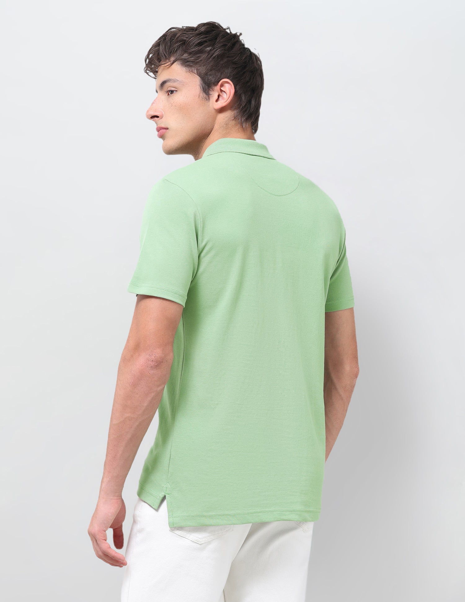 Solid Slim Fit Polo Shirt Light Green - U.S. Polo Assn. India | Large