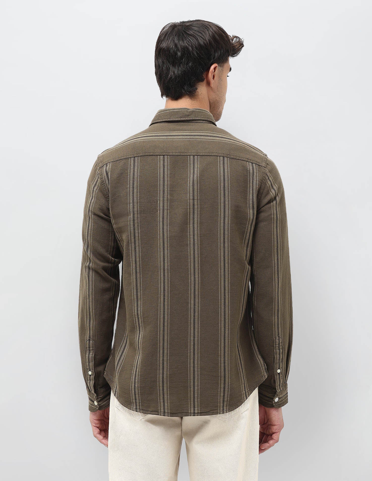 Dobby Vertical Striped Shirt Brown - U.S. Polo Assn. India | Large